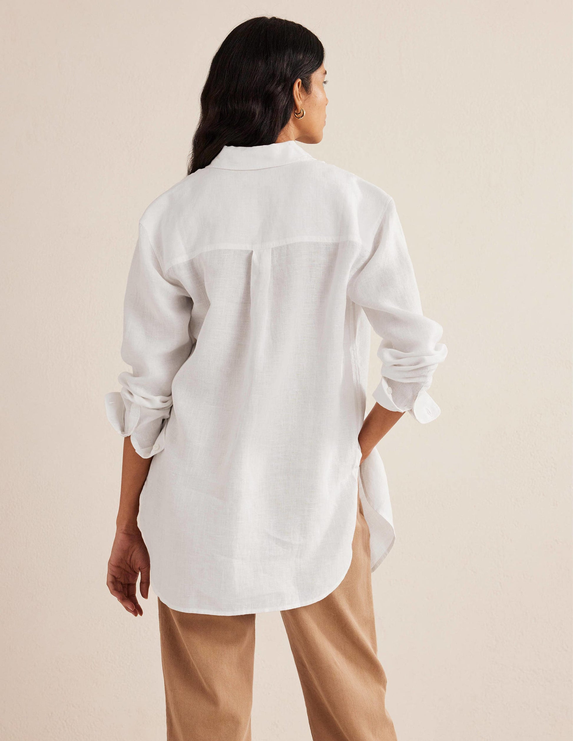 Relaxed Linen Shirt-White-3