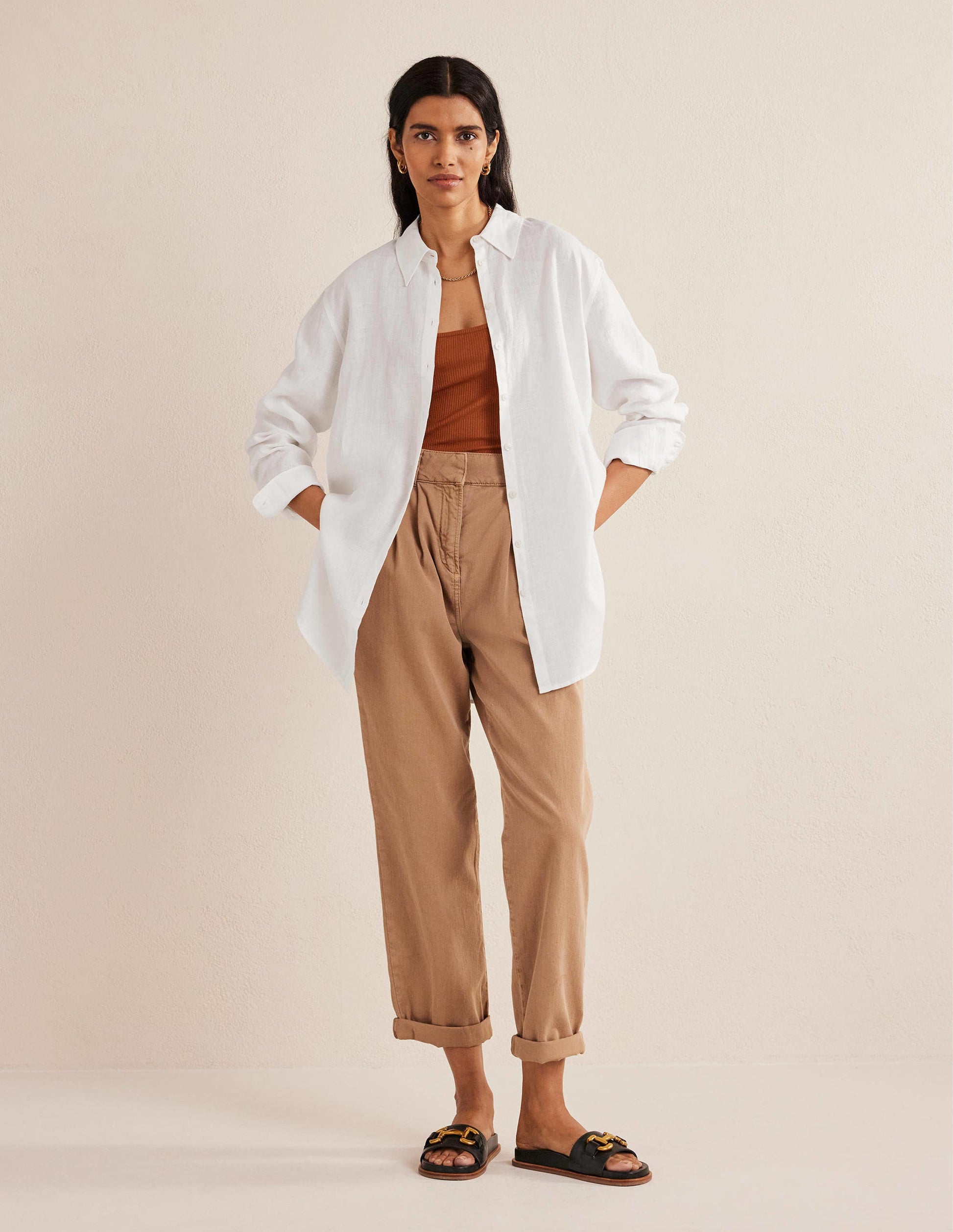 Relaxed Linen Shirt-White-5