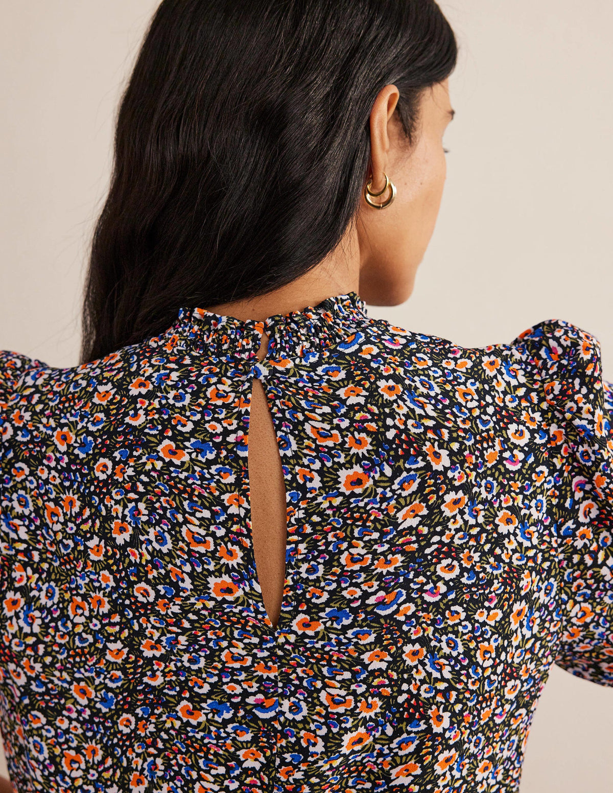 Smocked Detail Printed Top-Multi, Eden Bloom - Image 2
