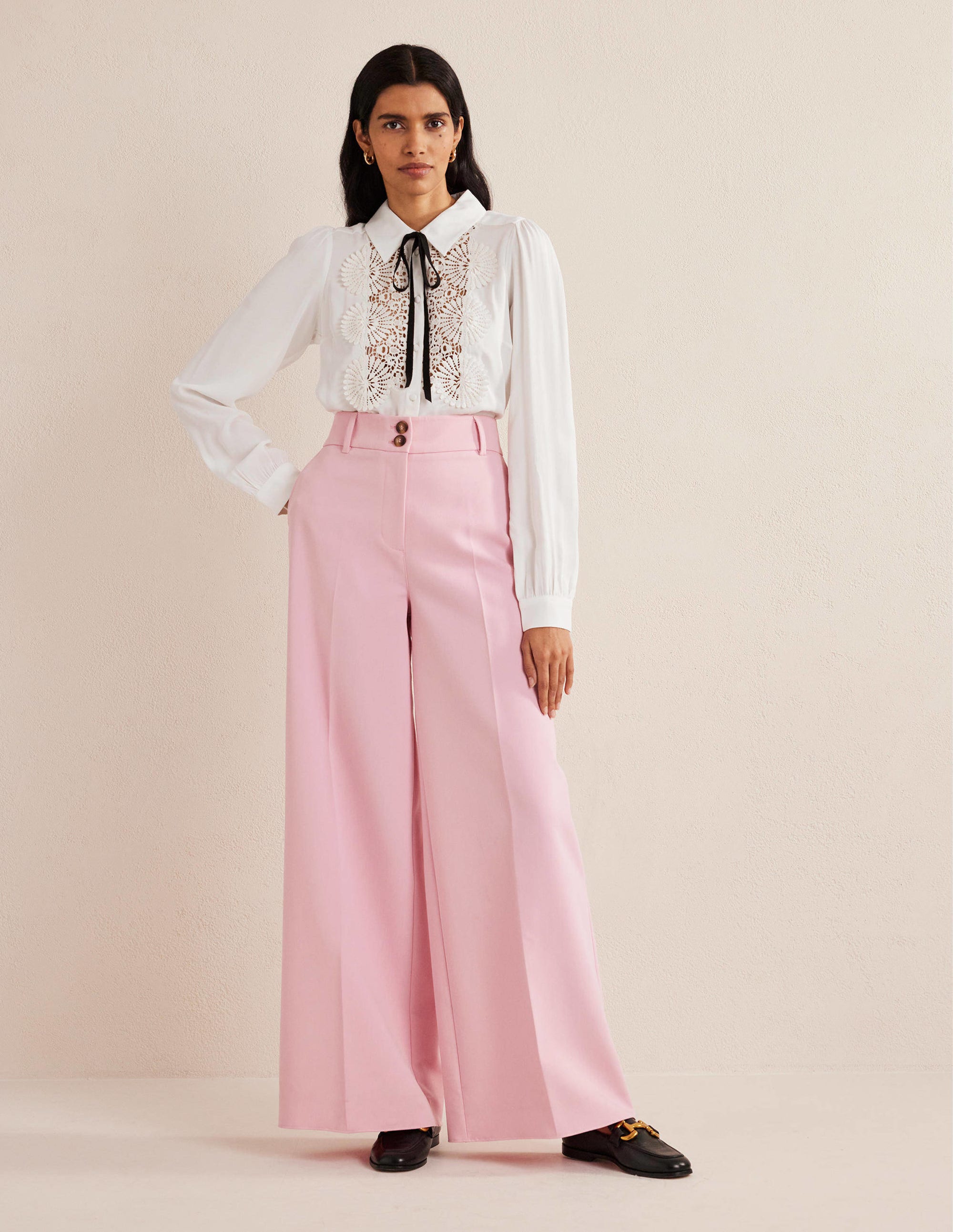 Lace Bib Blouse-Ivory - Image 5