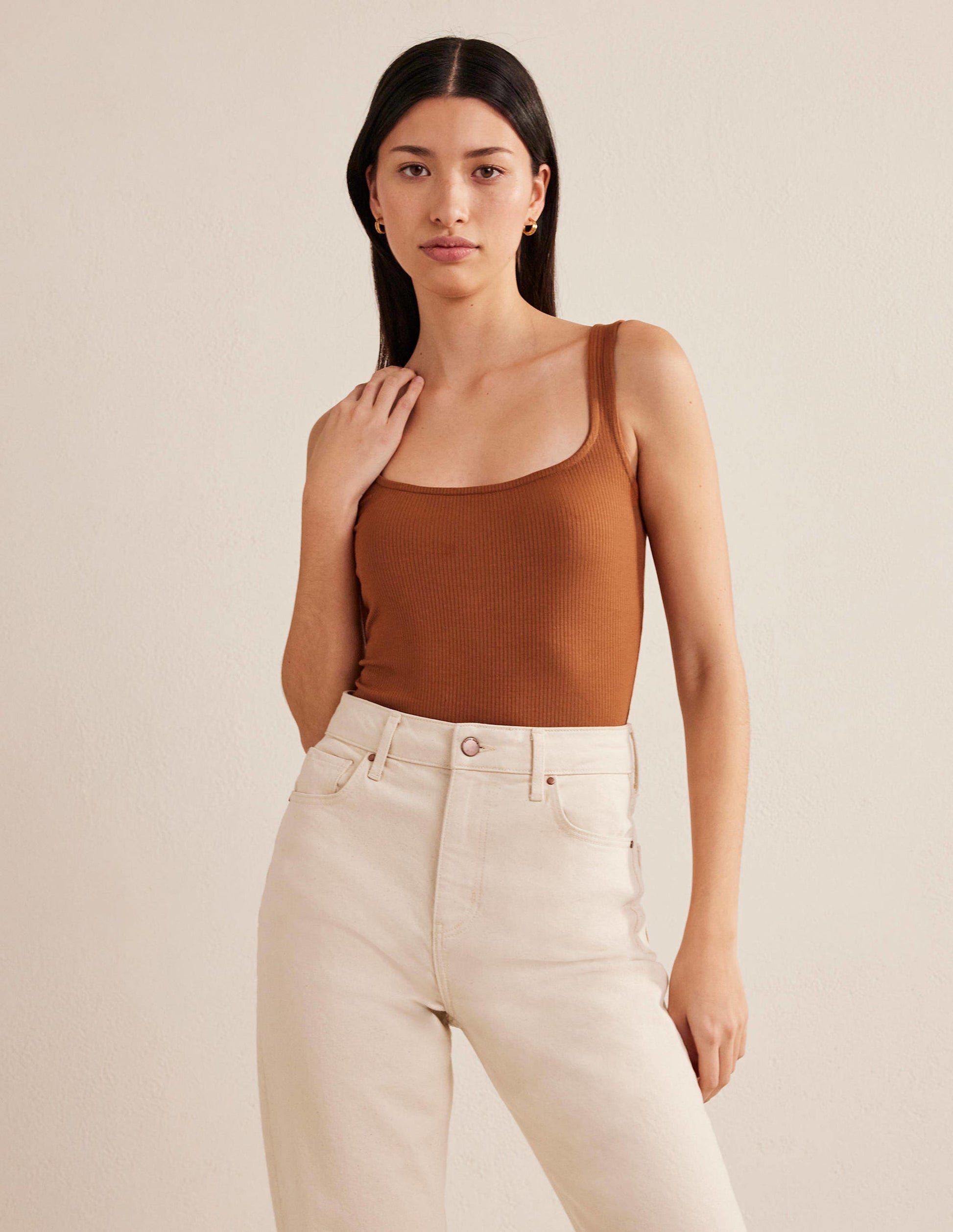 Soft Ribbed Tank-Pumpkin-1