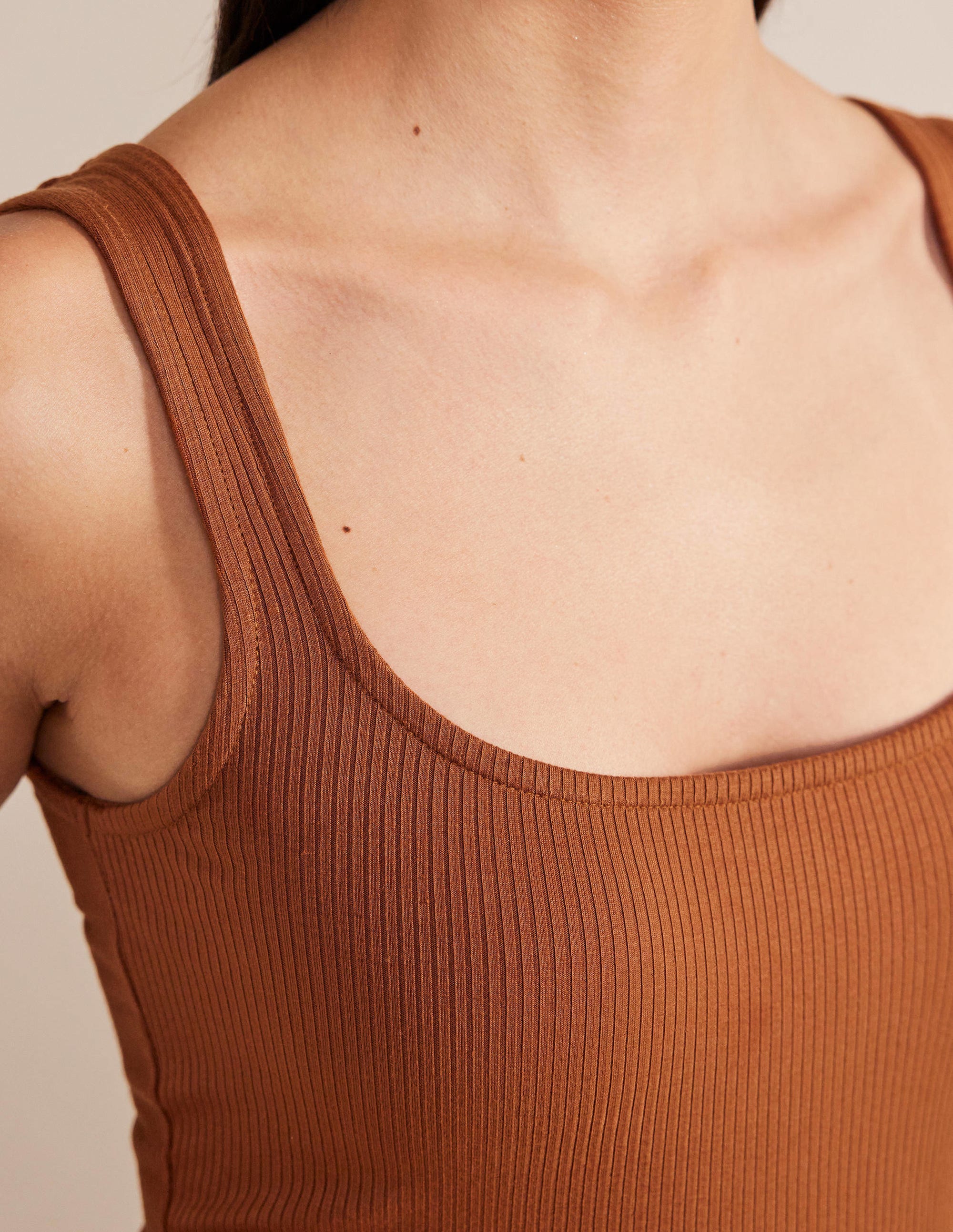 Soft Ribbed Tank-Pumpkin - Image 2