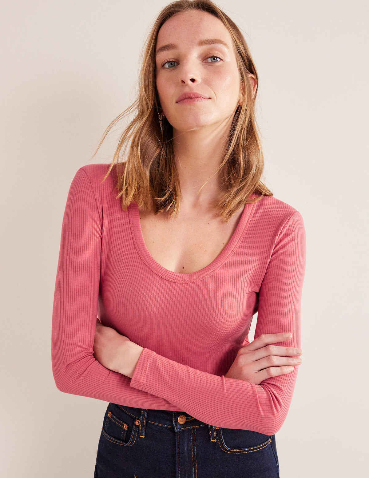 Soft Ribbed Scoop Neck Top-Fox - Image 4