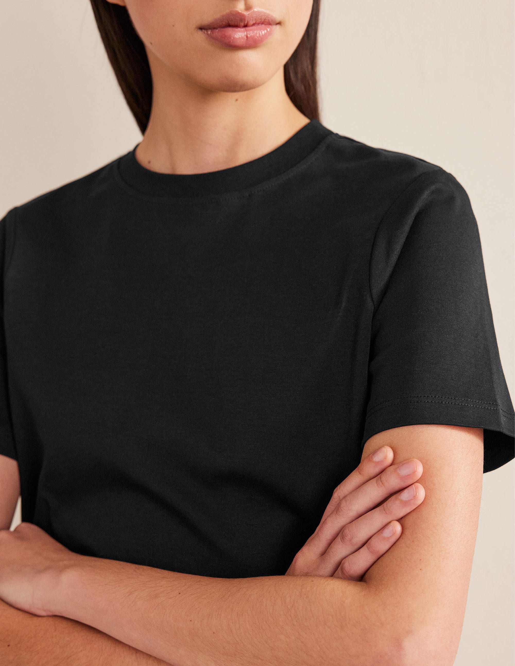Cotton Crew Neck T-Shirt-Black - Image 2