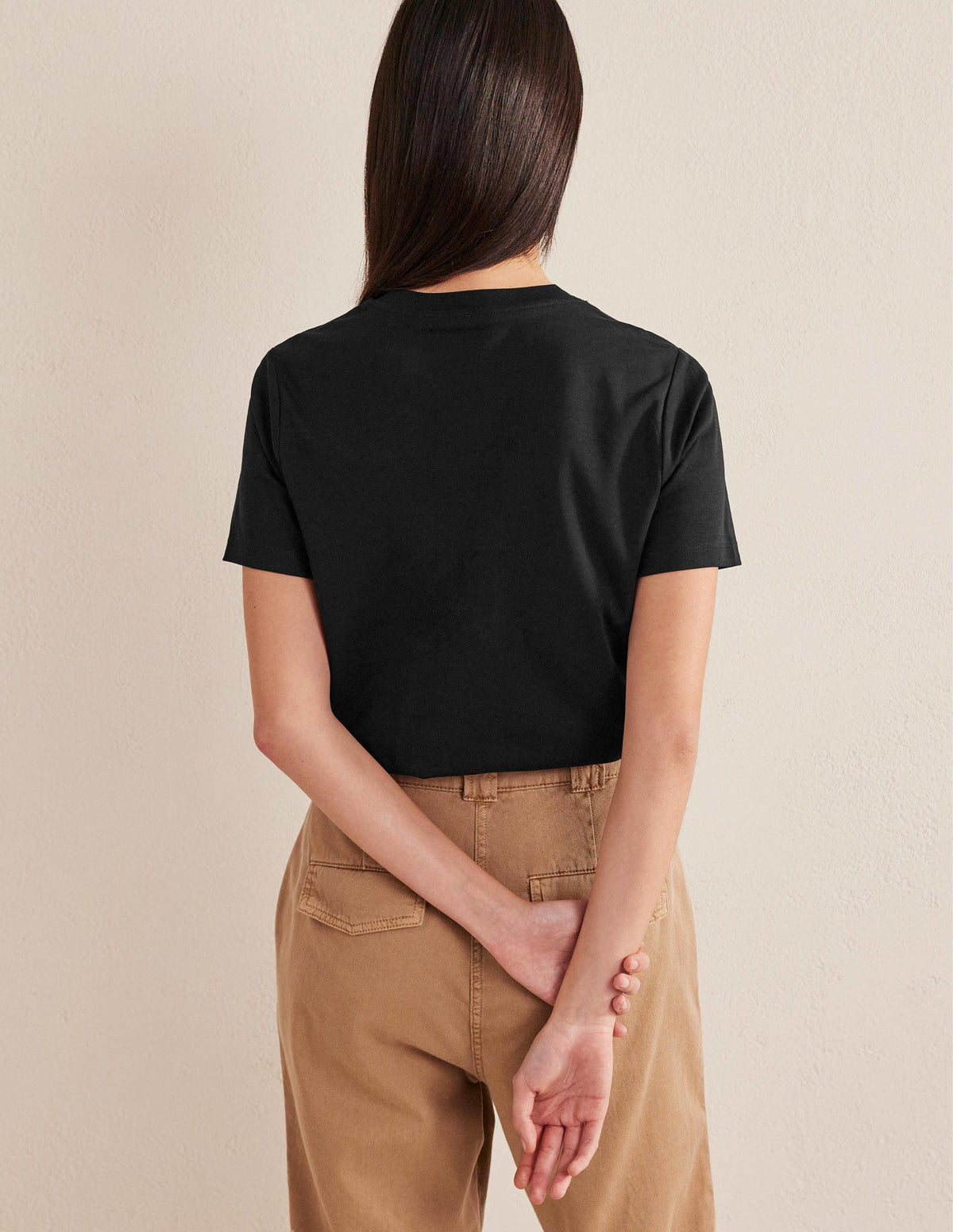 Cotton Crew Neck T-Shirt-Black - Image 3