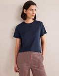 Cotton Crew Neck T-Shirt-Navy