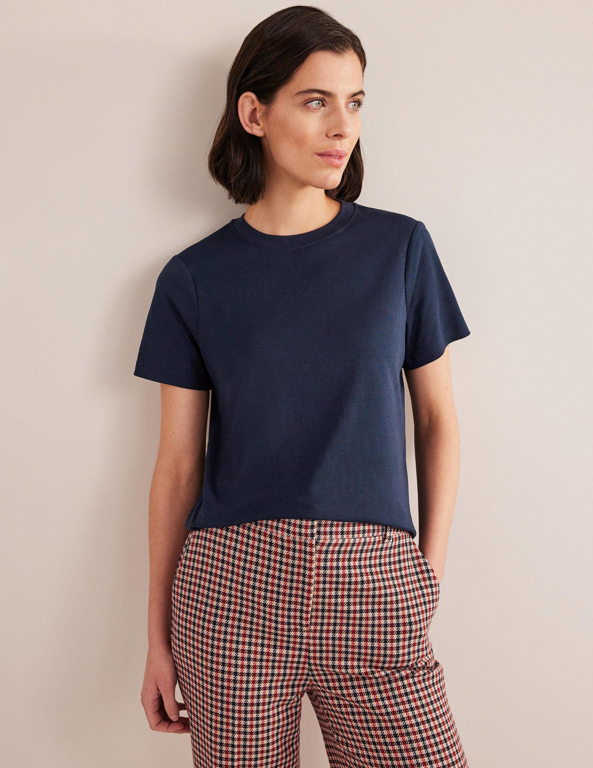 Cotton Crew Neck T-Shirt-Navy - Image 1