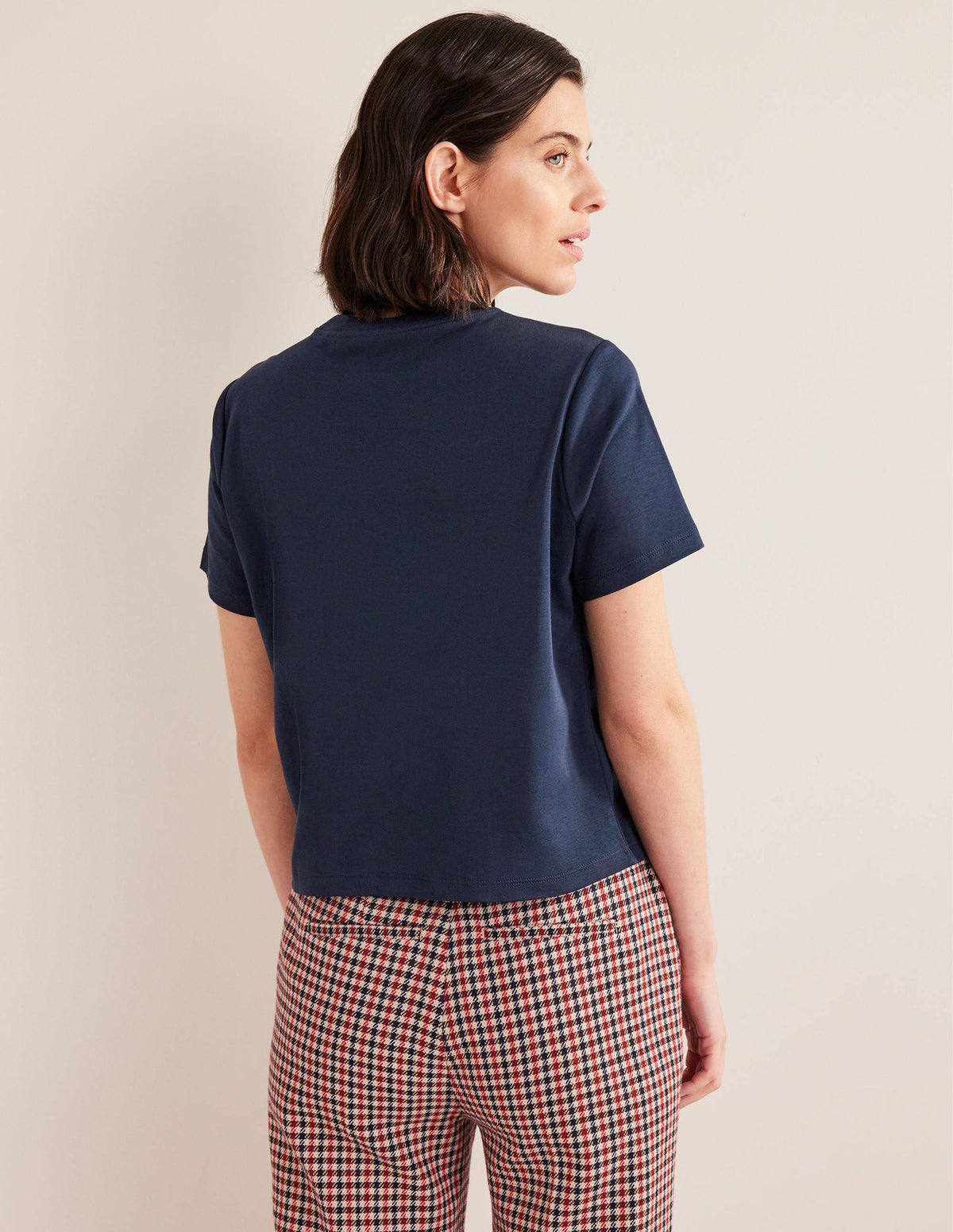Cotton Crew Neck T-Shirt-Navy - Image 3