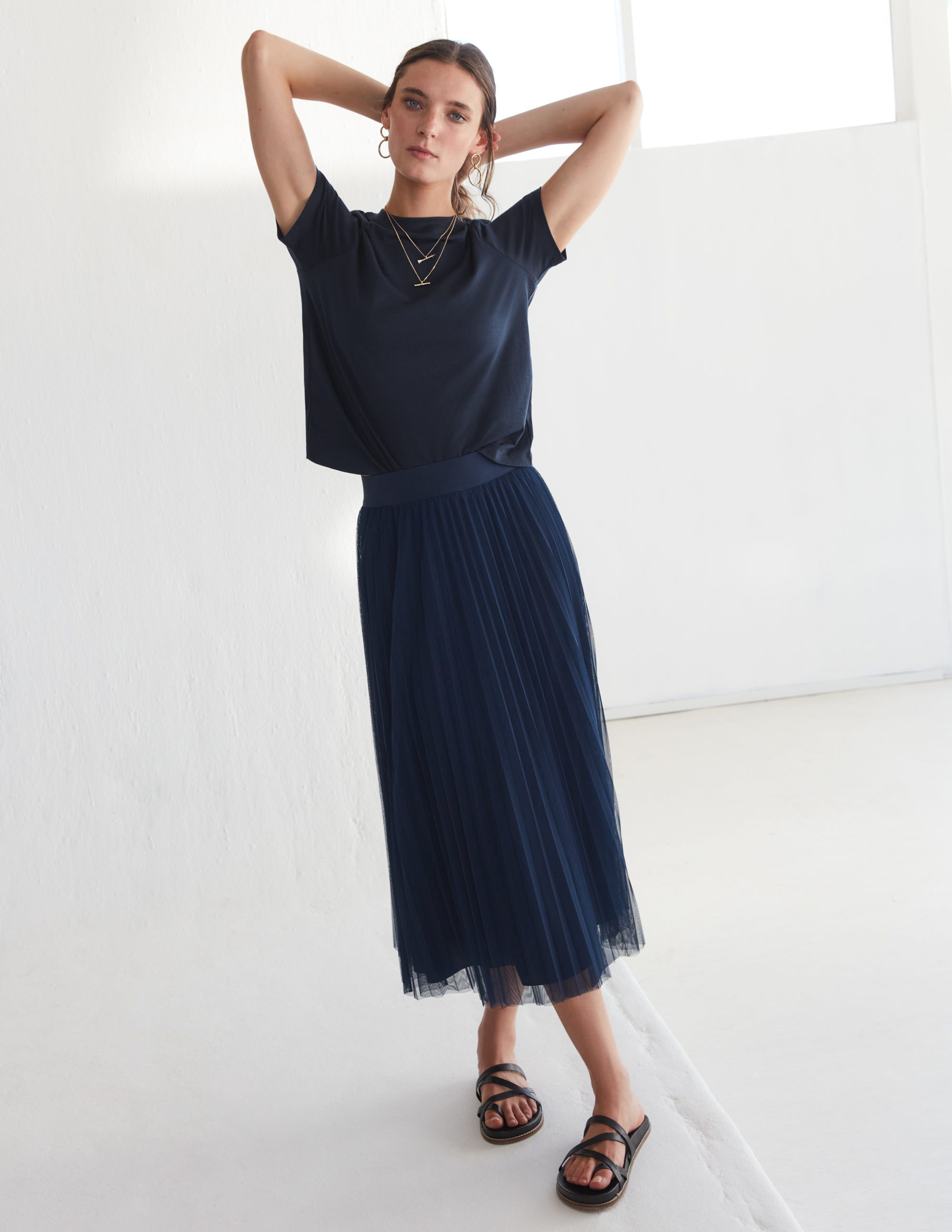 Cotton Crew Neck T-Shirt-Navy - Image 5