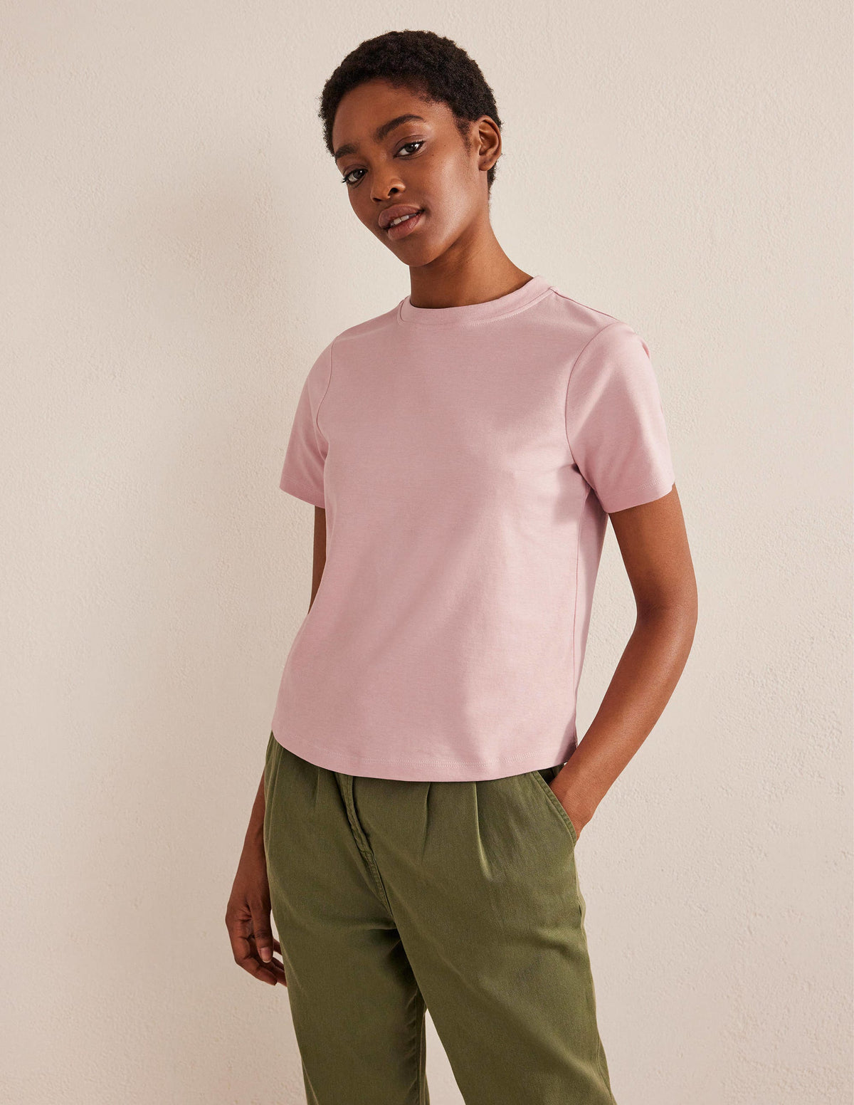 Cotton Crew Neck T-Shirt-Milkshake - Image 4