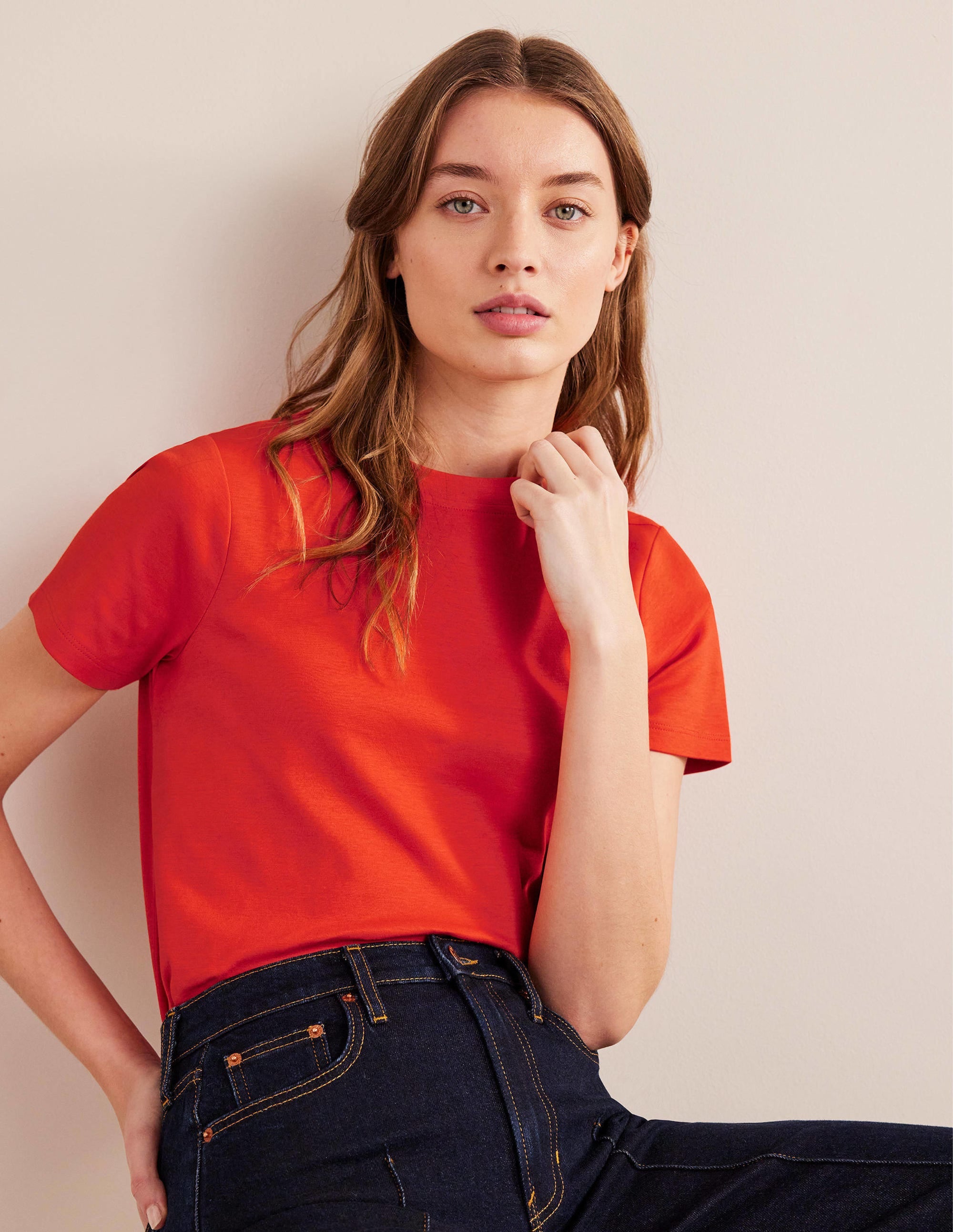 Cotton Crew Neck T-Shirt-Strawberry Tart - Image 1