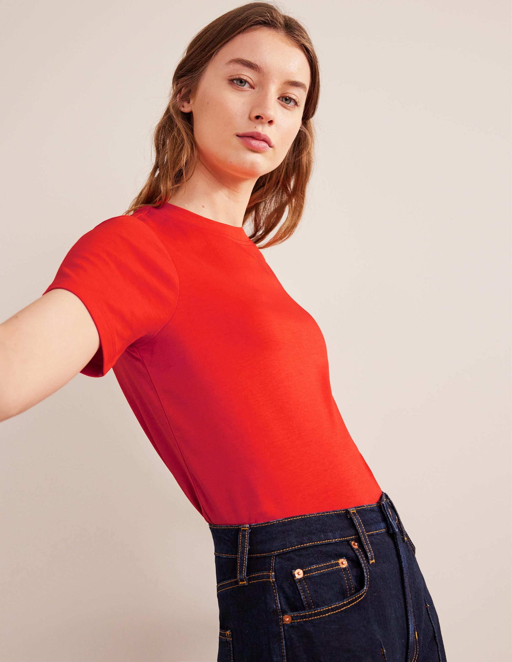 Cotton Crew Neck T-Shirt-Strawberry Tart - Image 4