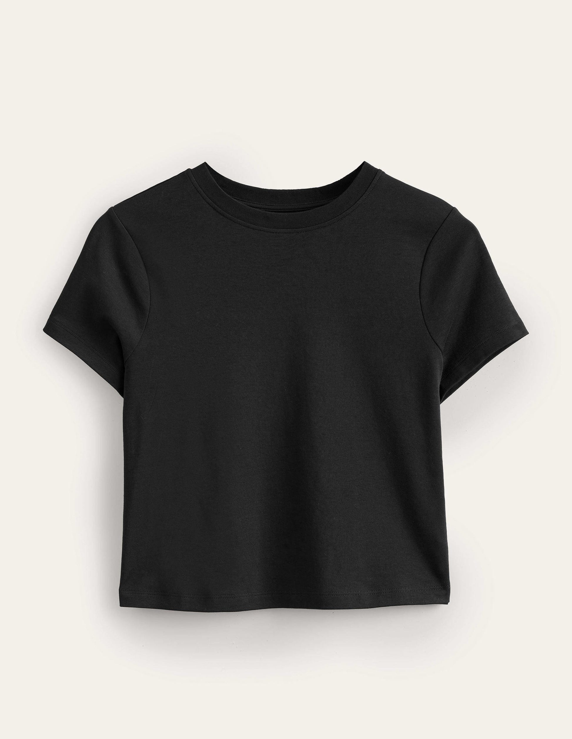 Cropped Cotton T-Shirt-Black-6
