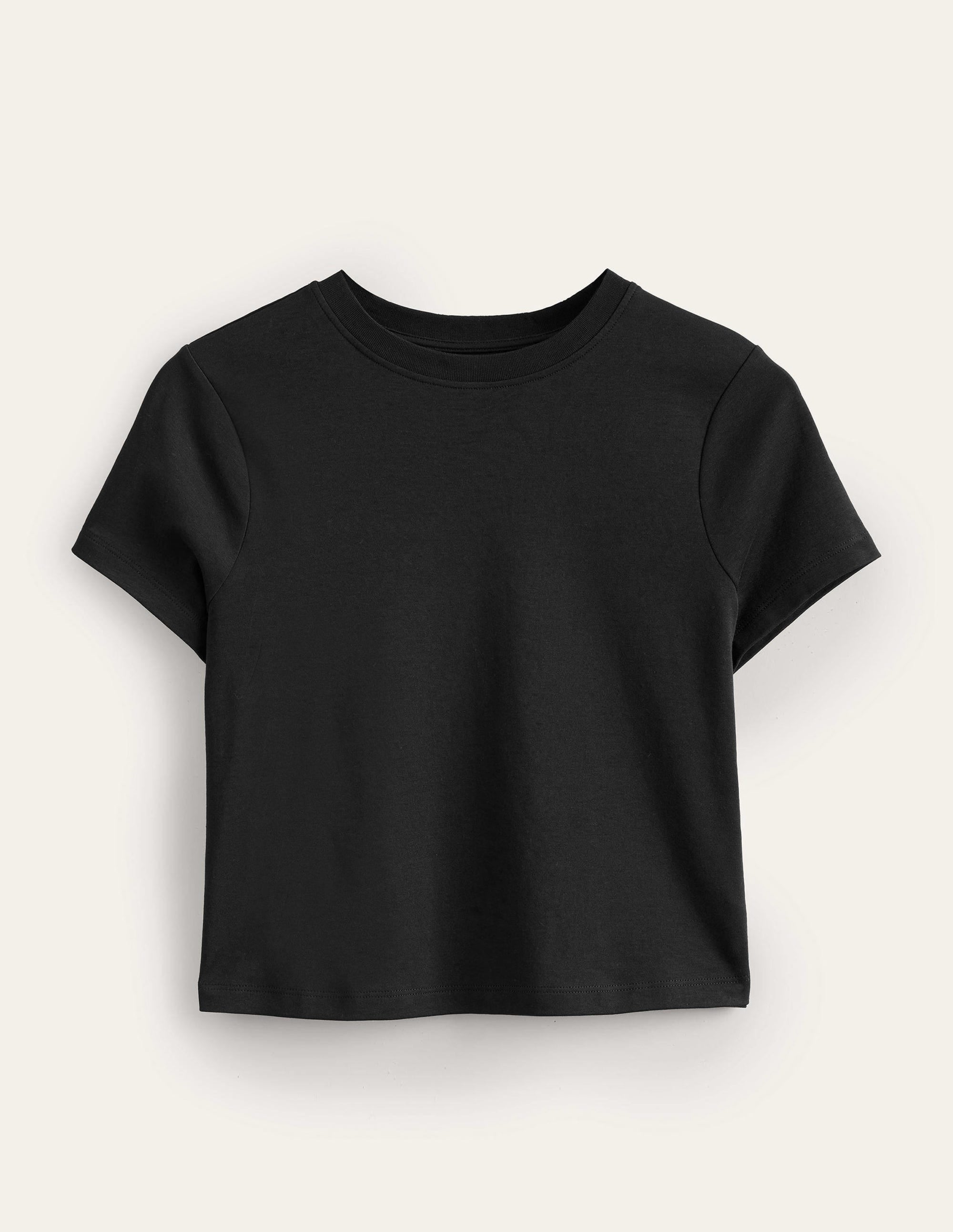 Cropped Cotton T-Shirt-Black - Image 6