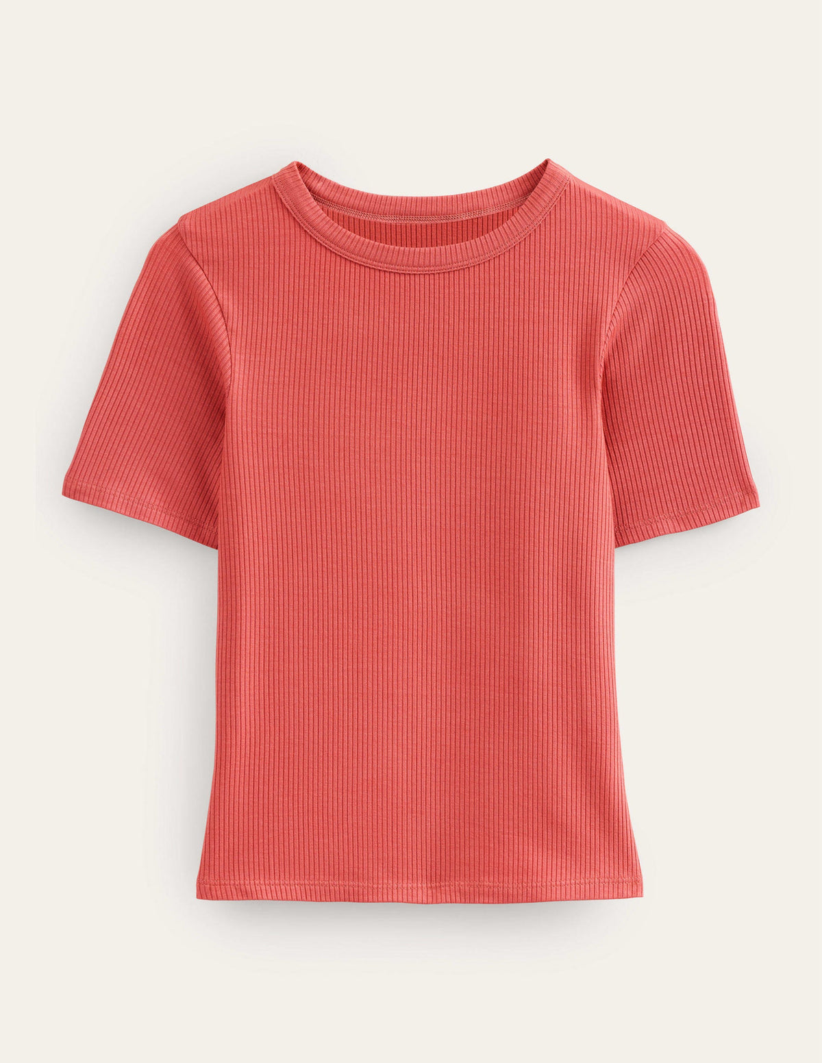 Soft Ribbed Crew Neck T-shirt-Fox-5
