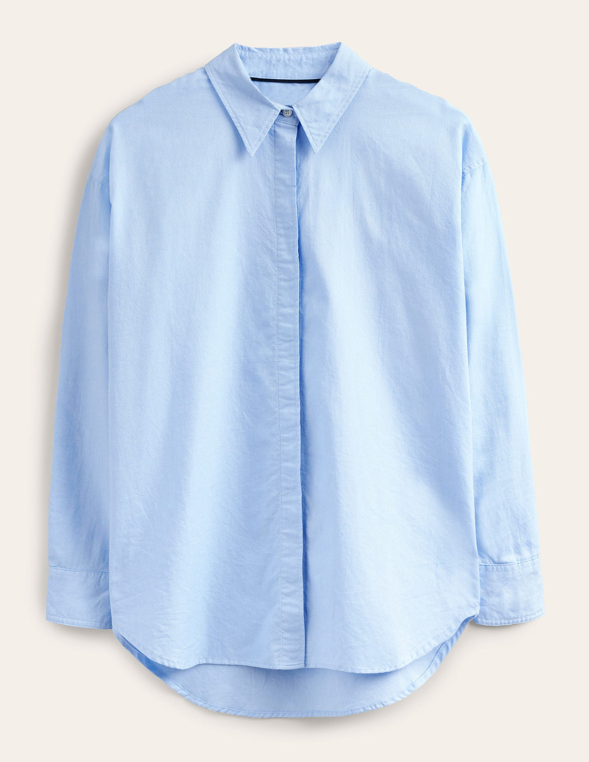 Straight Cotton Shirt-Blue Oxford-5