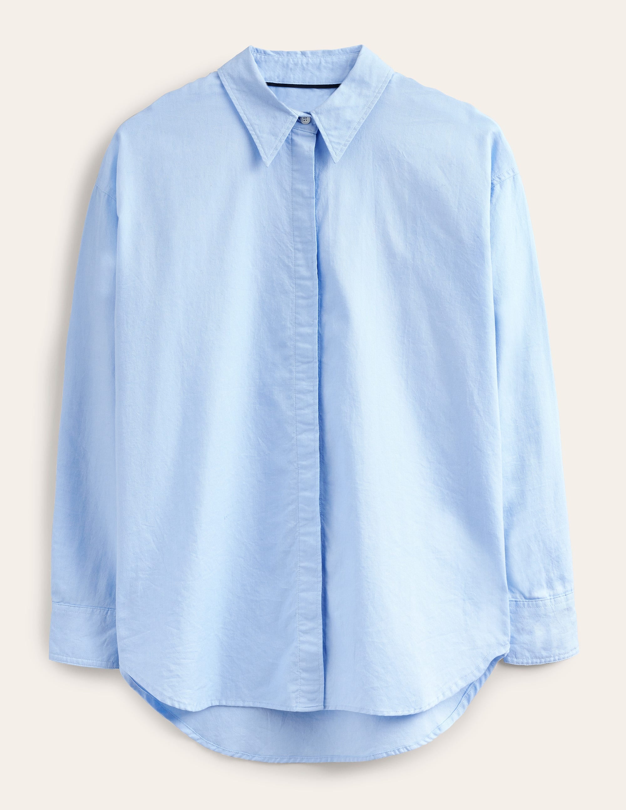Straight Cotton Shirt-Blue Oxford - Image 5