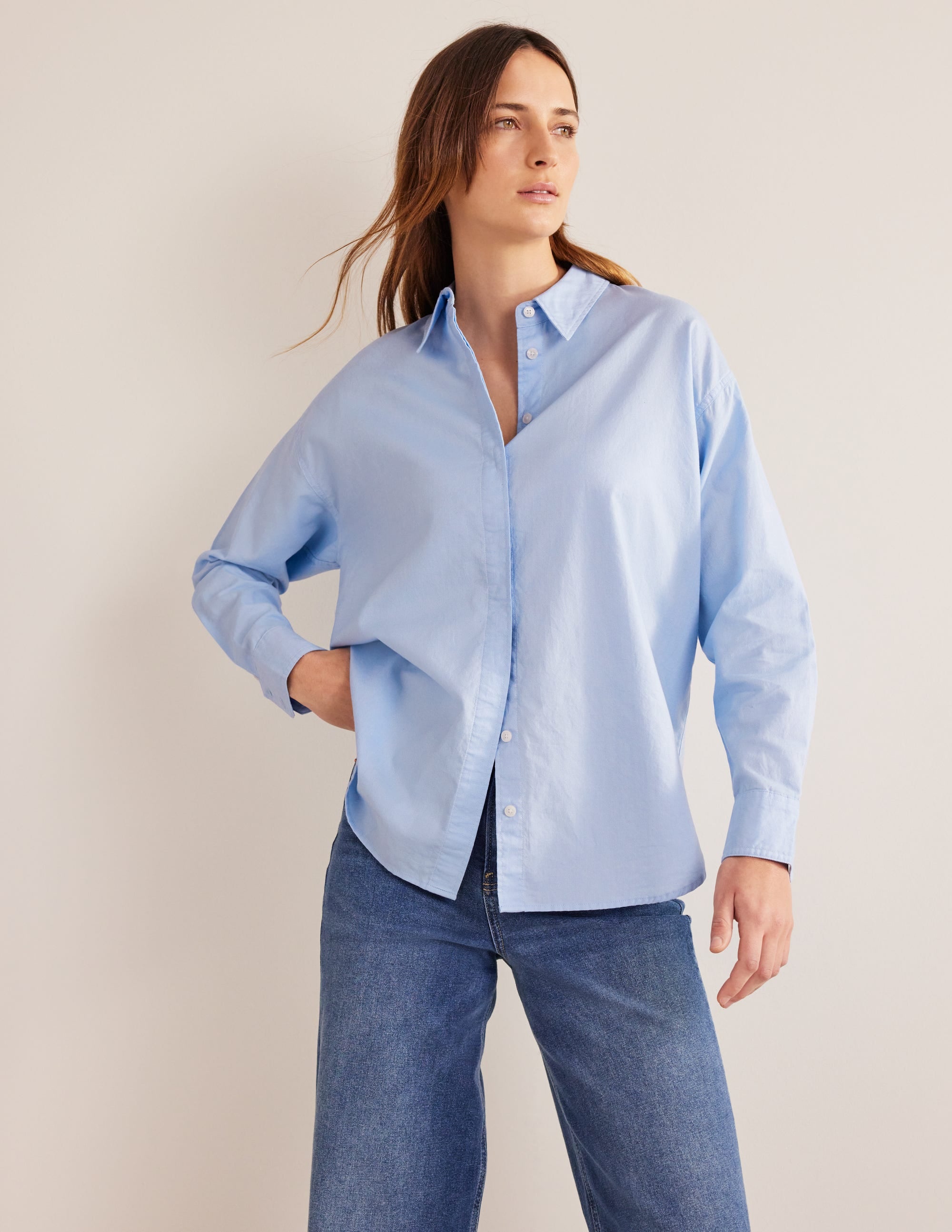 New Relaxed Cotton Shirt-Blue Oxford - Image 1