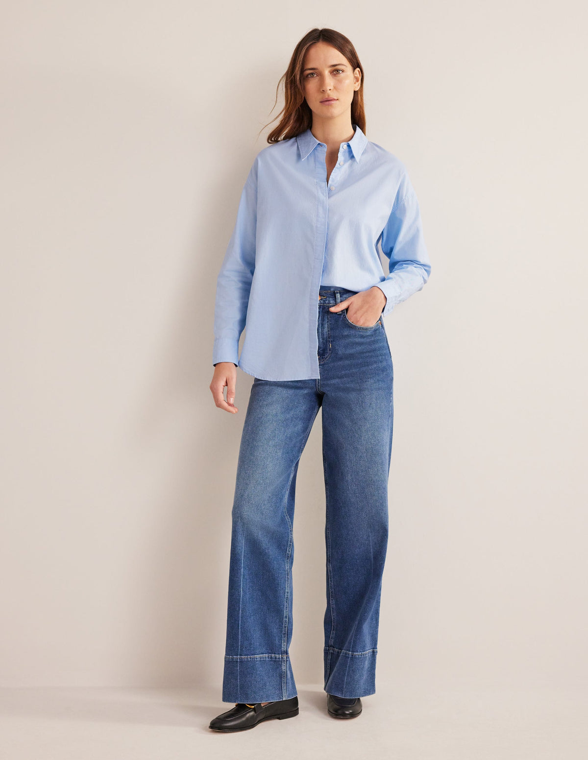 New Relaxed Cotton Shirt-Blue Oxford - Image 4