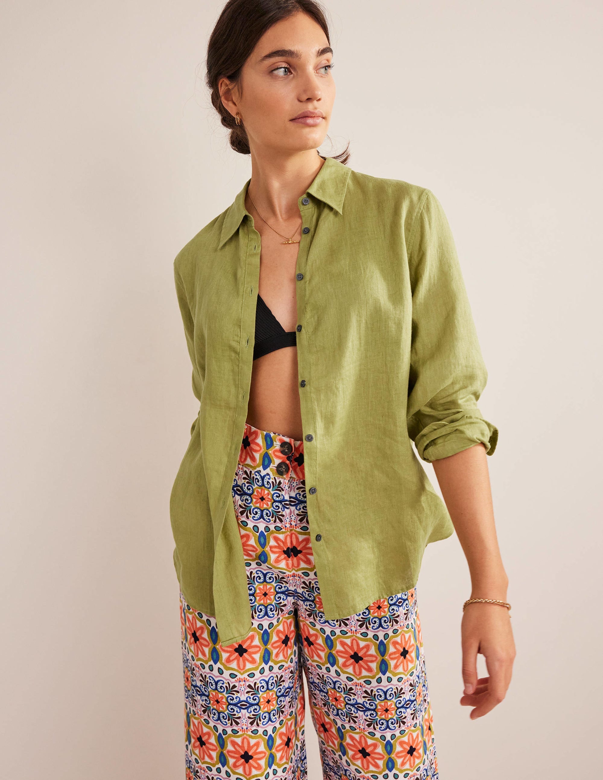 New Linen Shirt-Golden Lime - Image 1
