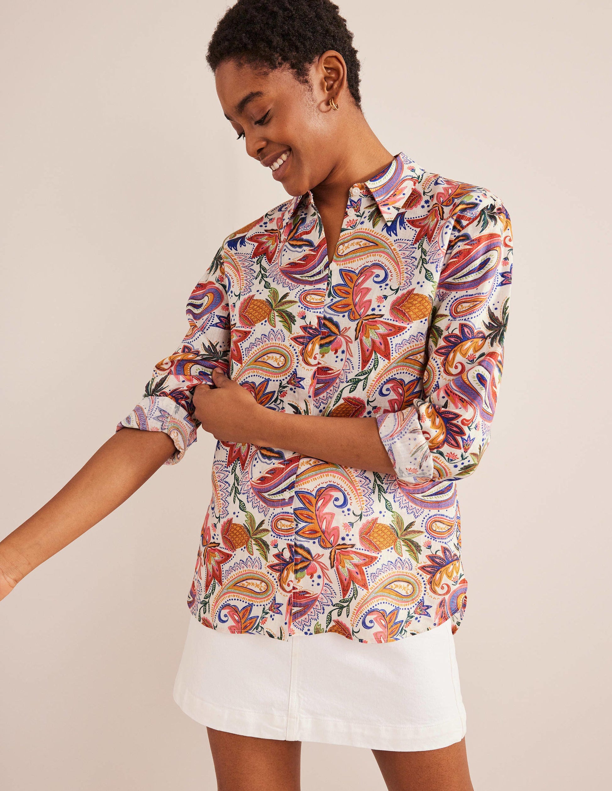 New Linen Shirt-Multi, Paradise Paisley-1
