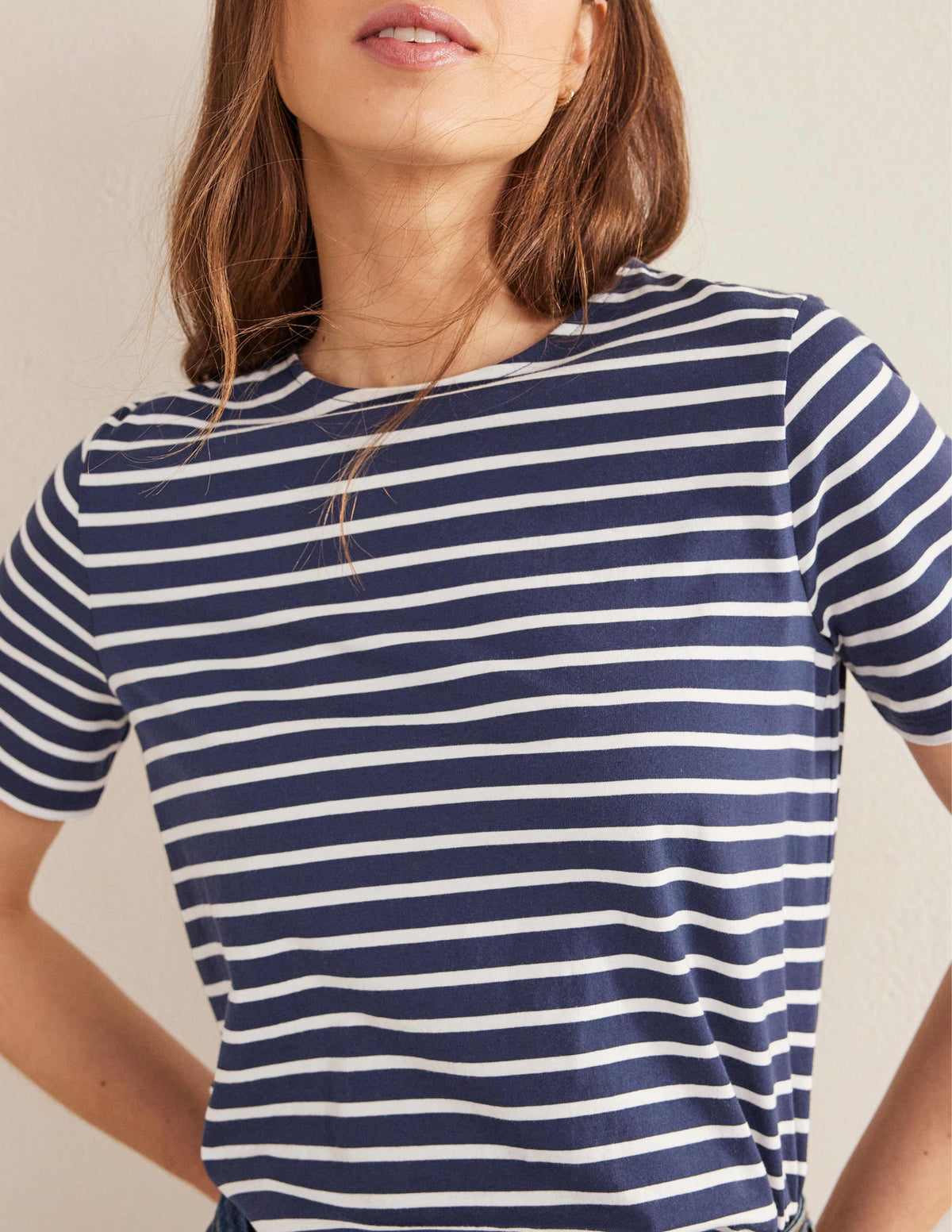 Bea Short Sleeve Breton-Navy, Ivory - Image 2