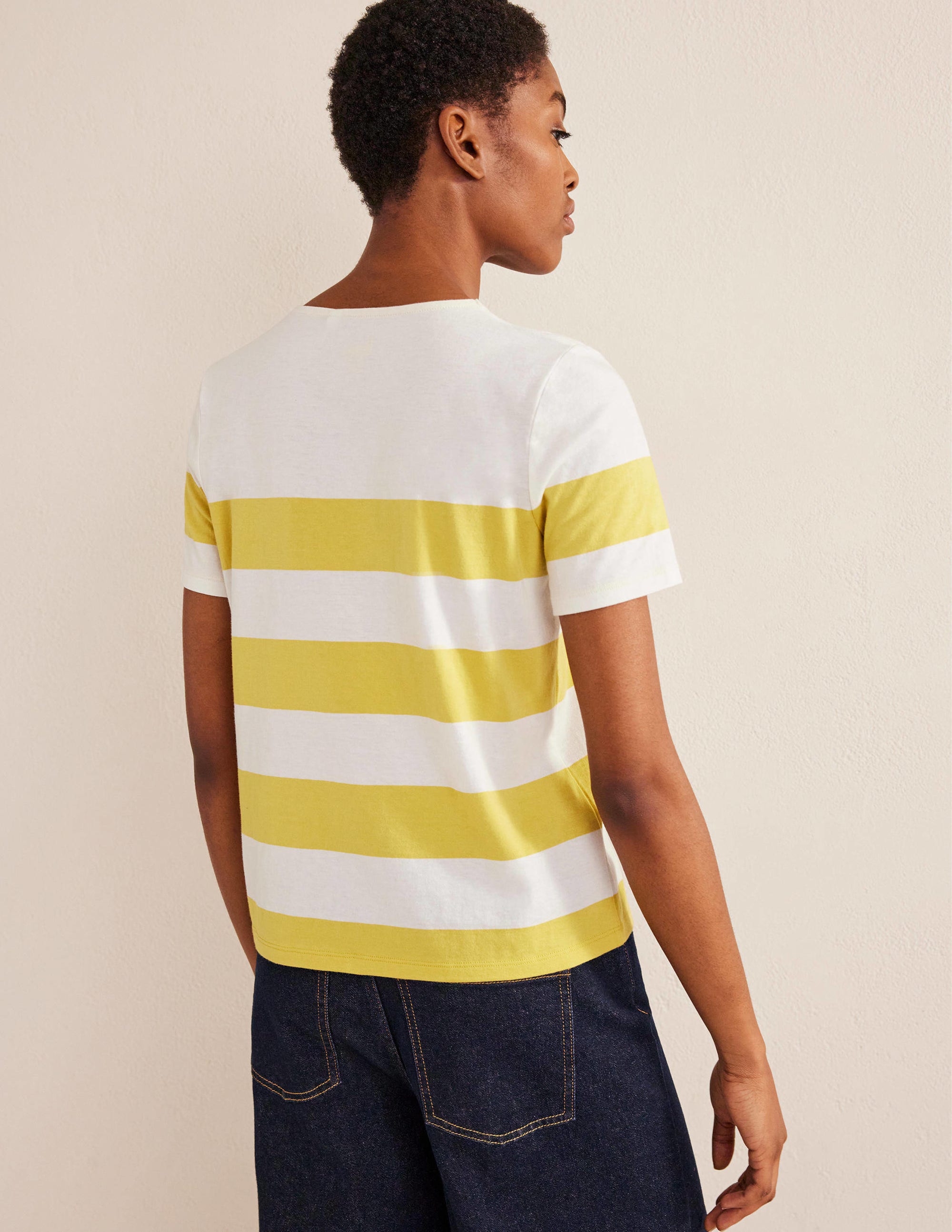 Bea Short Sleeve Breton-Sweet Honeycomb, Ivory Stripe - Image 3