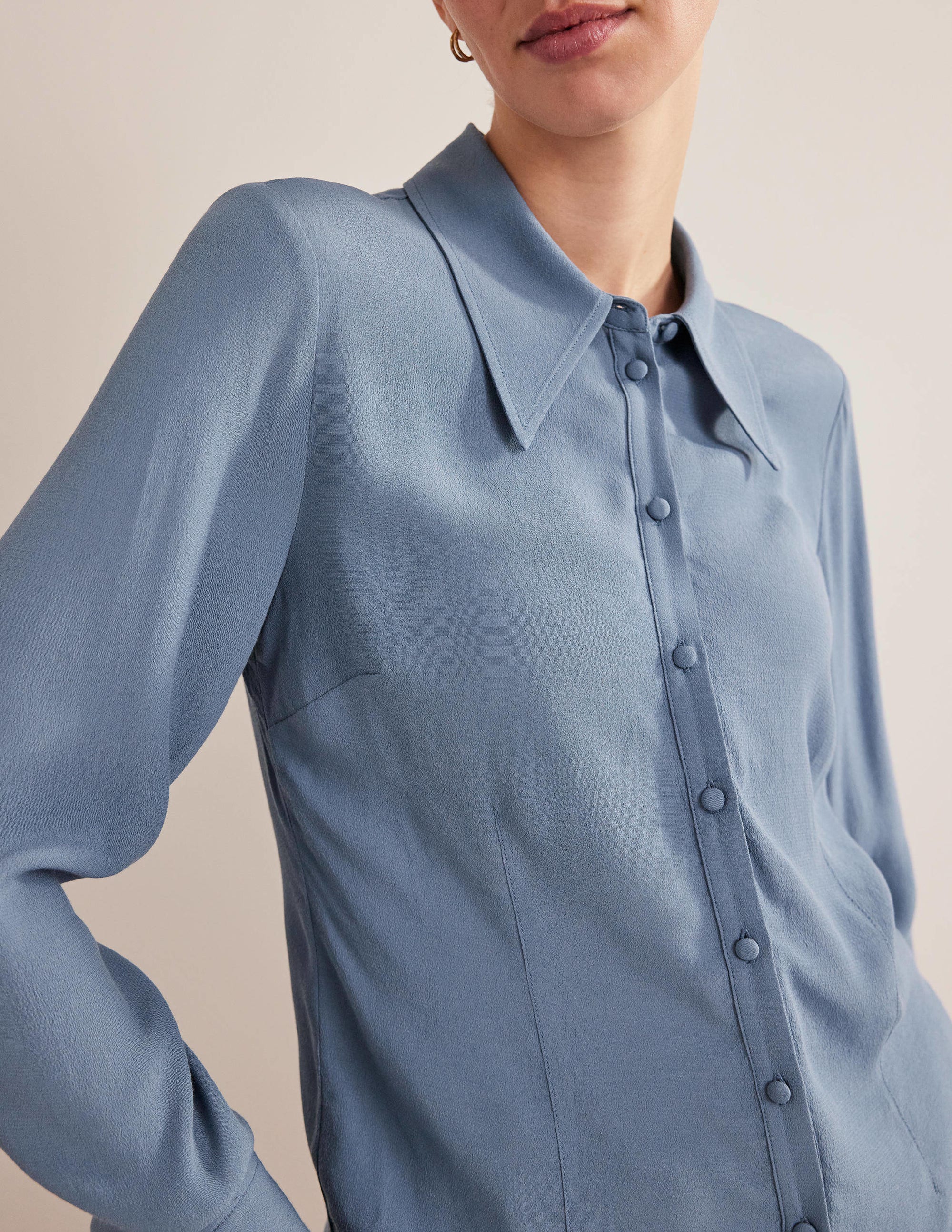 Fitted Workwear Shirt-Captains Blue - Image 2
