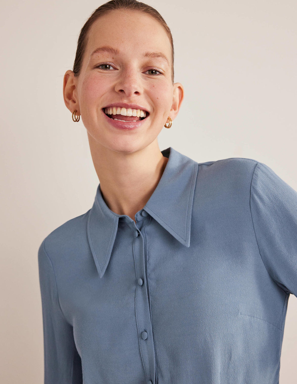 Fitted Workwear Shirt-Captains Blue - Image 4