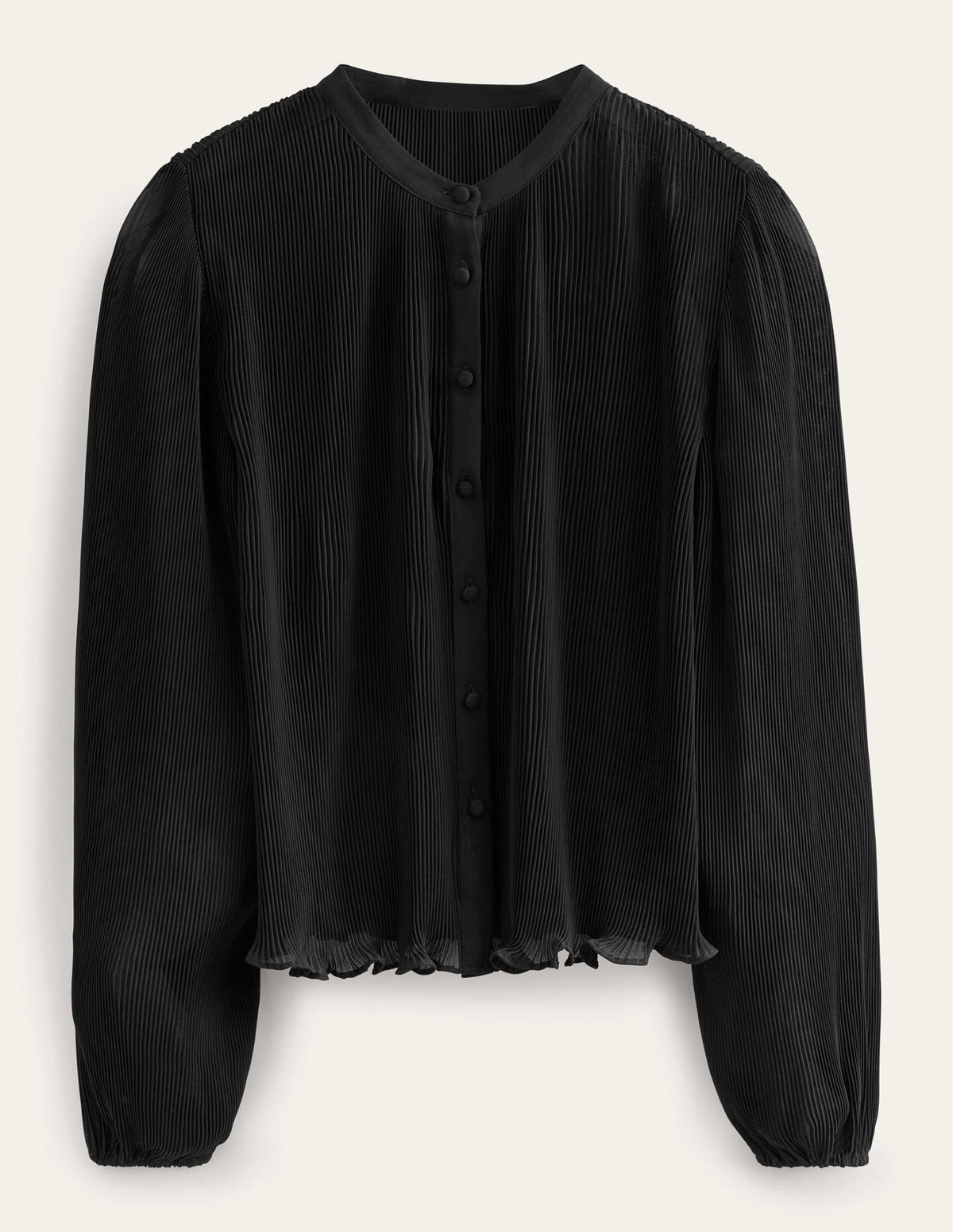Plisse Pleat Blouse-Black-5