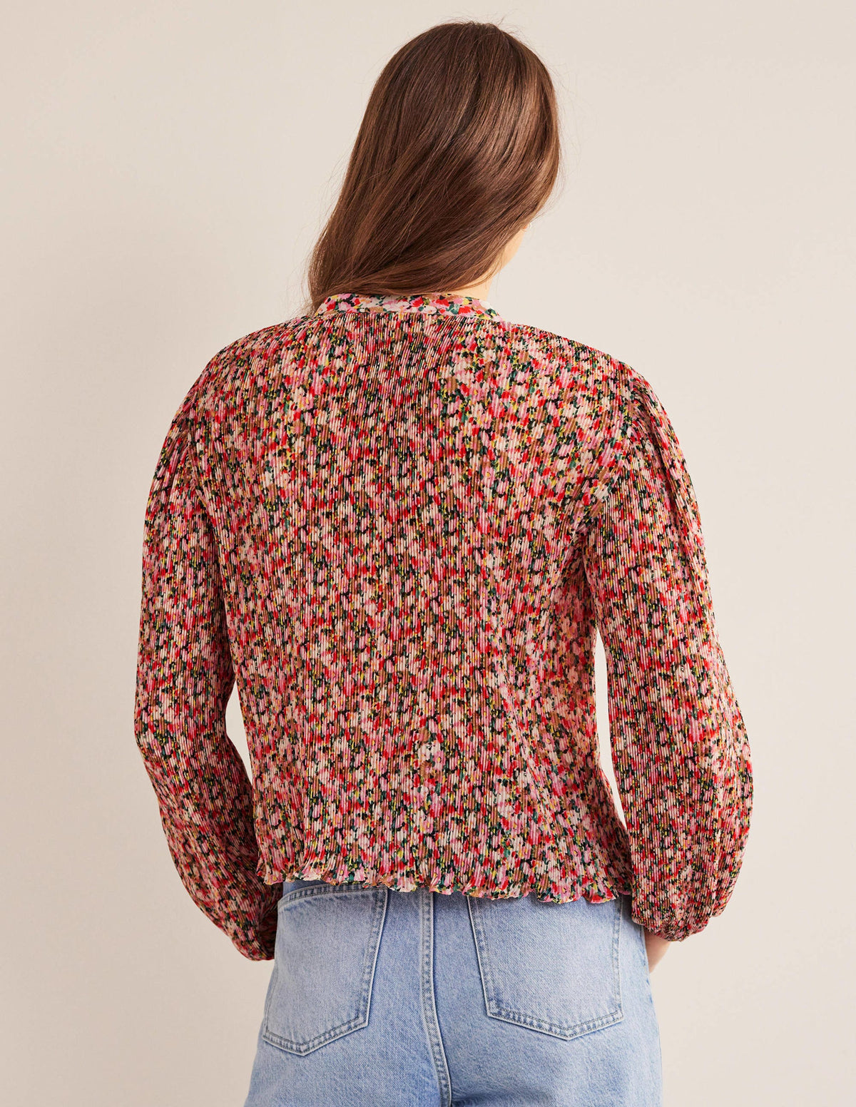 Plisse Pleat Blouse-Multi, Painterly Floret-3