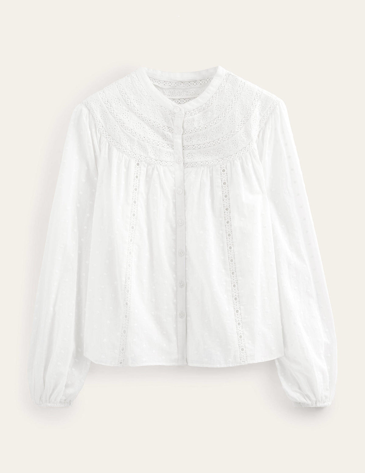 Broderie Trim Blouse-Ivory - Image 5