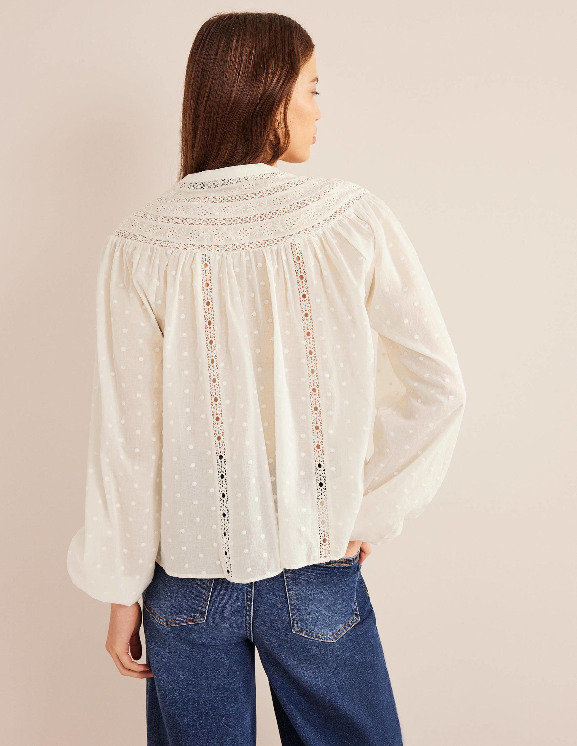 Broderie Trim Blouse-Ivory-3