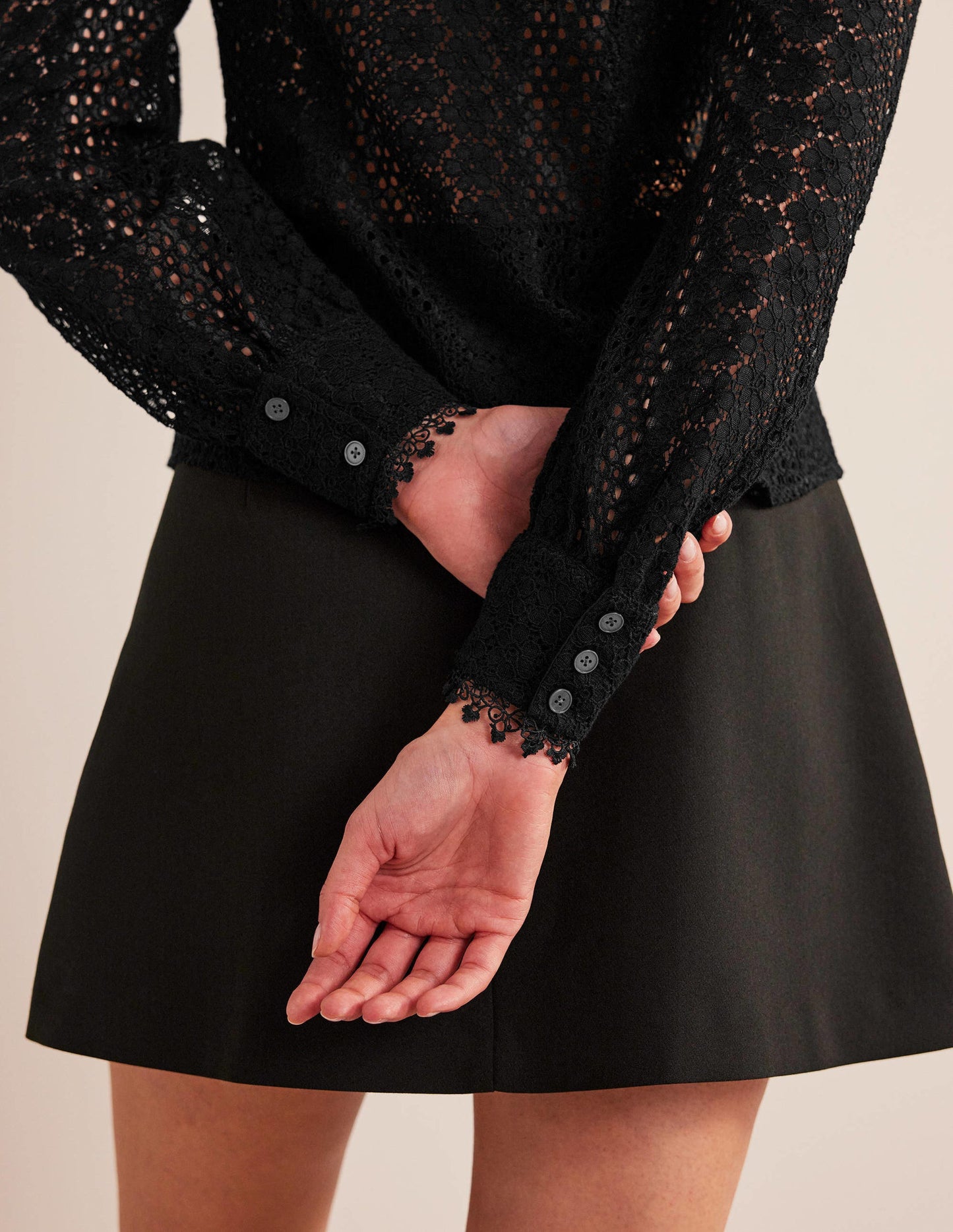 Fitted Lace Shirt-Black