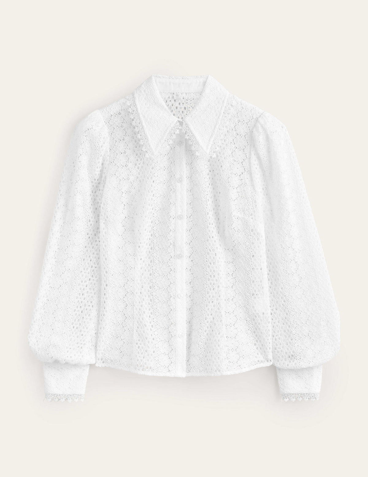 Fitted Lace Shirt-White-5