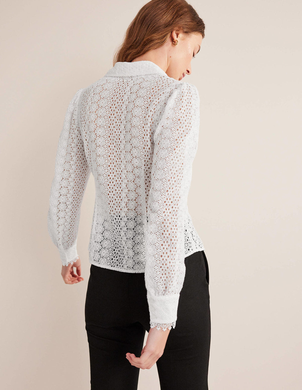 Fitted Lace Shirt-White - Image 3