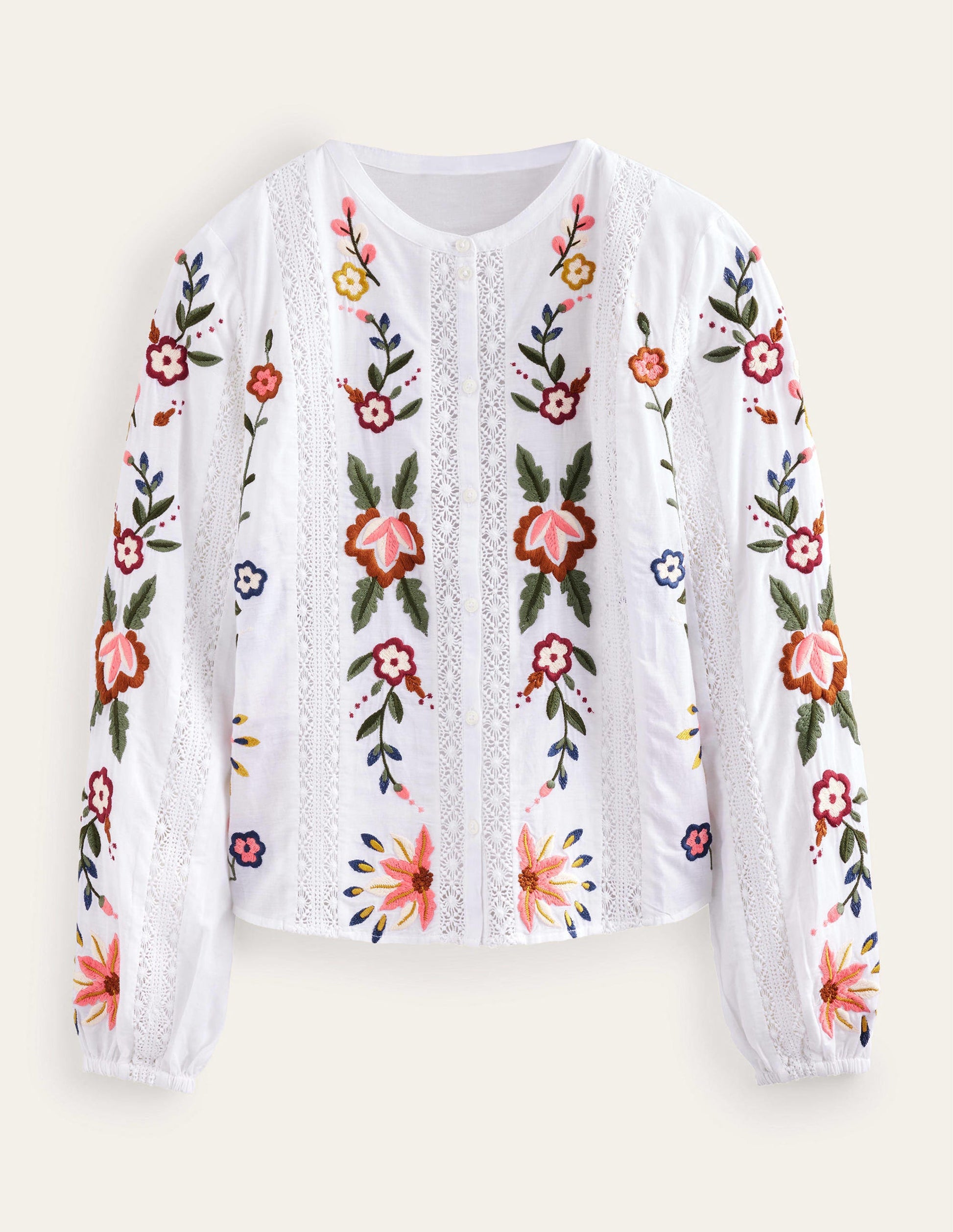 Floral Embroidered Blouse-White-6