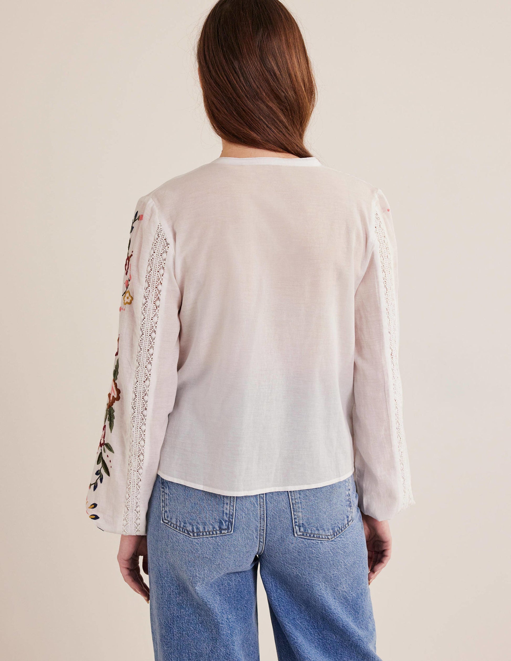 Floral Embroidered Blouse-White-3