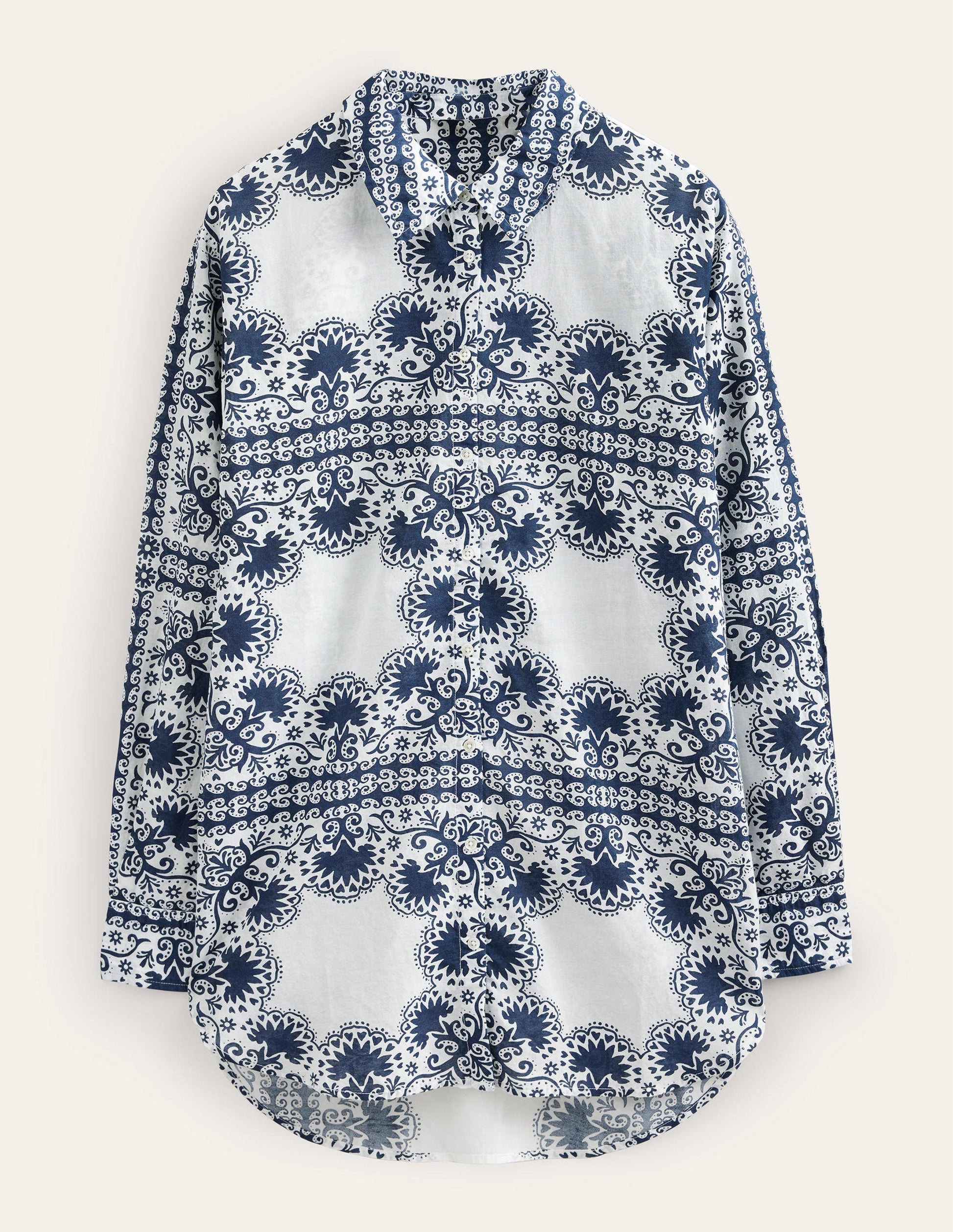 Holiday Longerline Shirt-Ivory, Tapestry Geo-5