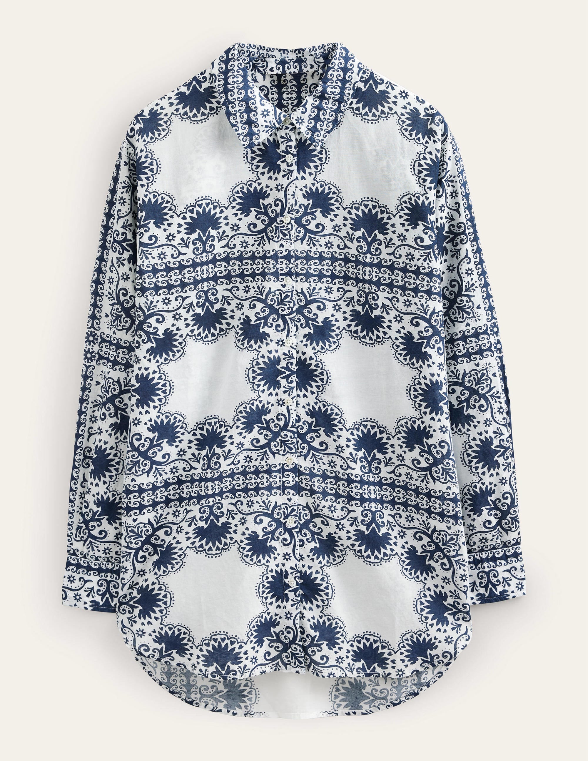 Holiday Longerline Shirt-Ivory, Tapestry Geo - Image 5