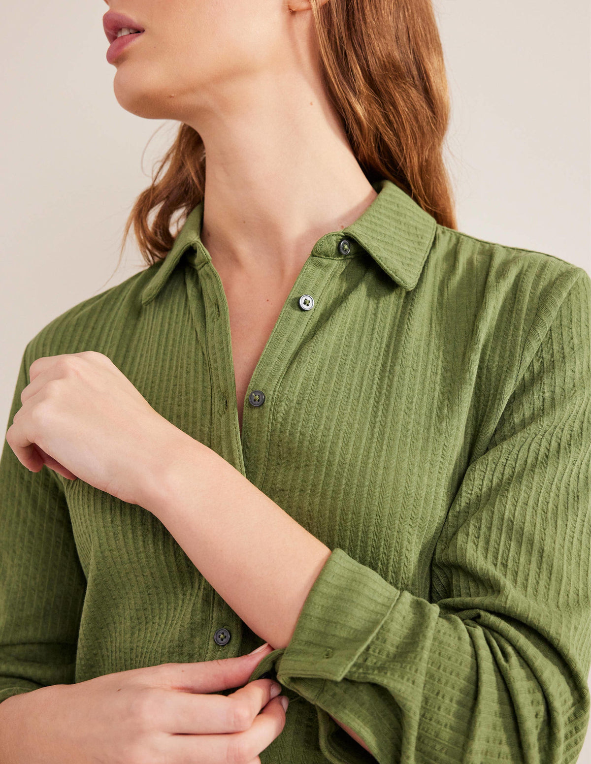 Textured Jersey Shirt-Washed Khaki - Image 2