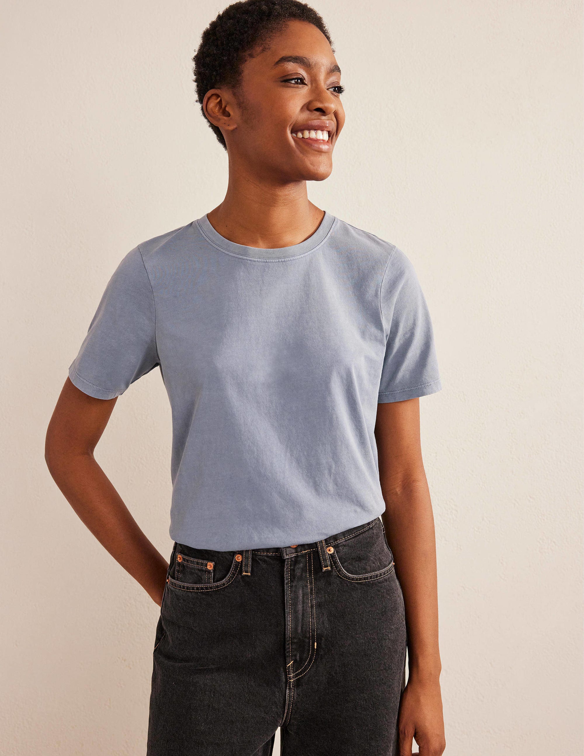 Vegetable Dyed Crew T-Shirt-Blue - Image 1