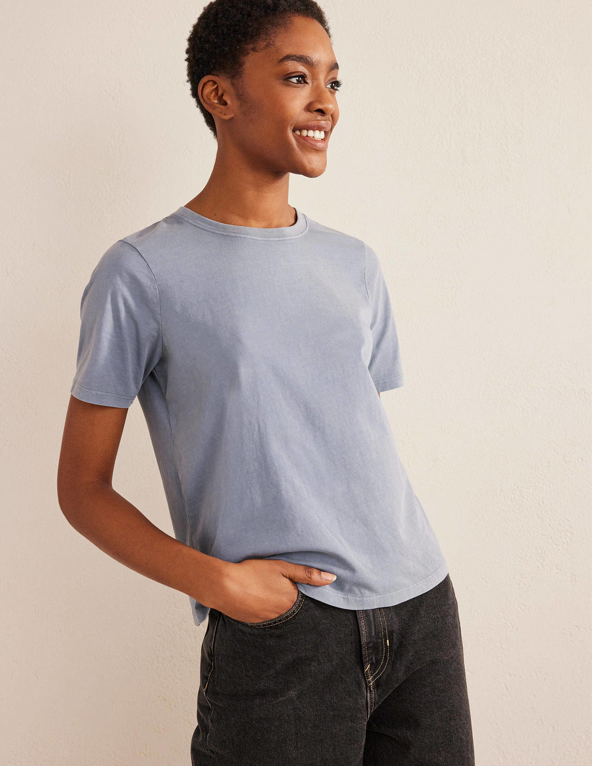 Vegetable Dyed Crew T-Shirt-Blue - Image 4