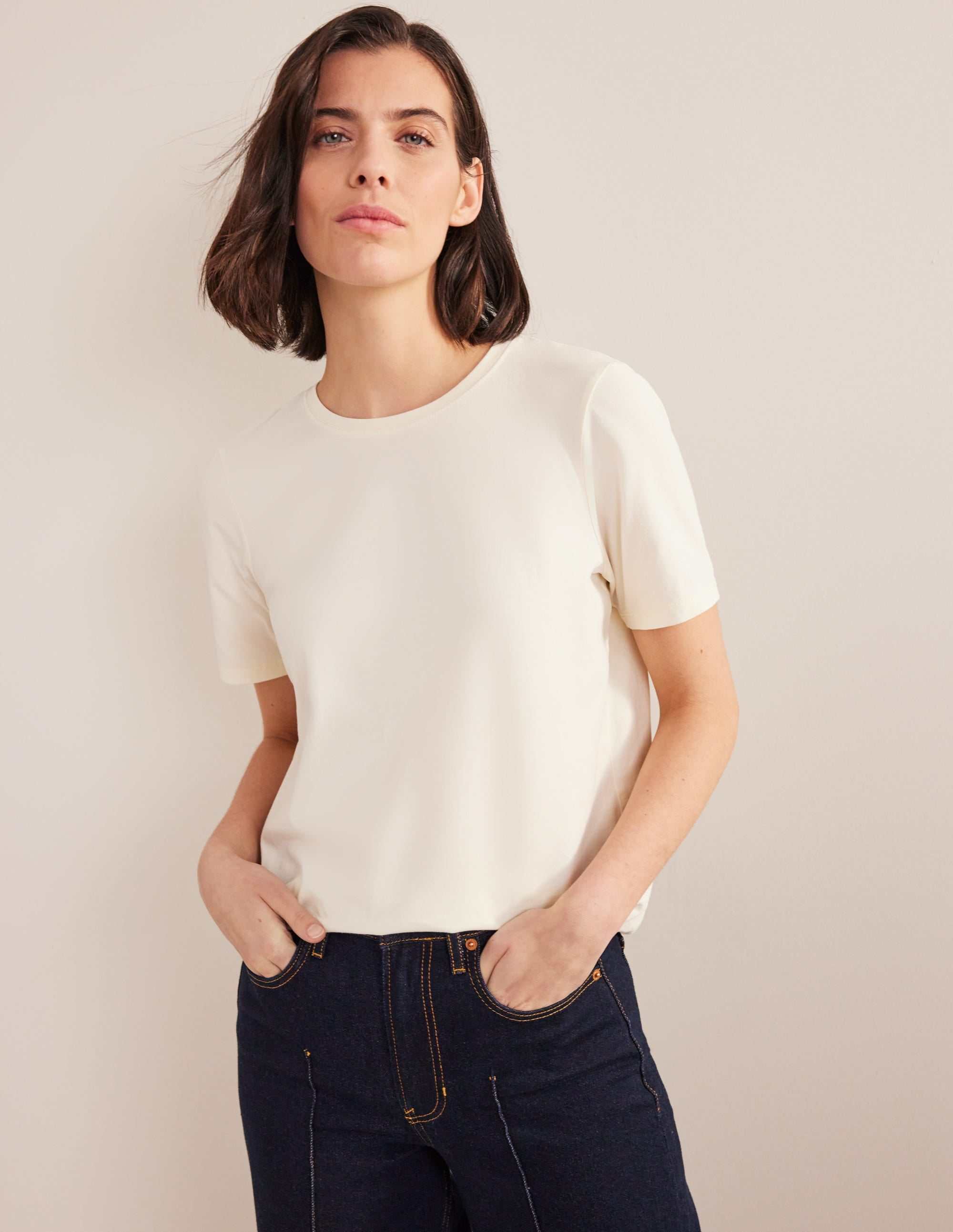 Vegetable Dyed Crew T-Shirt-Pale Yellow - Image 1