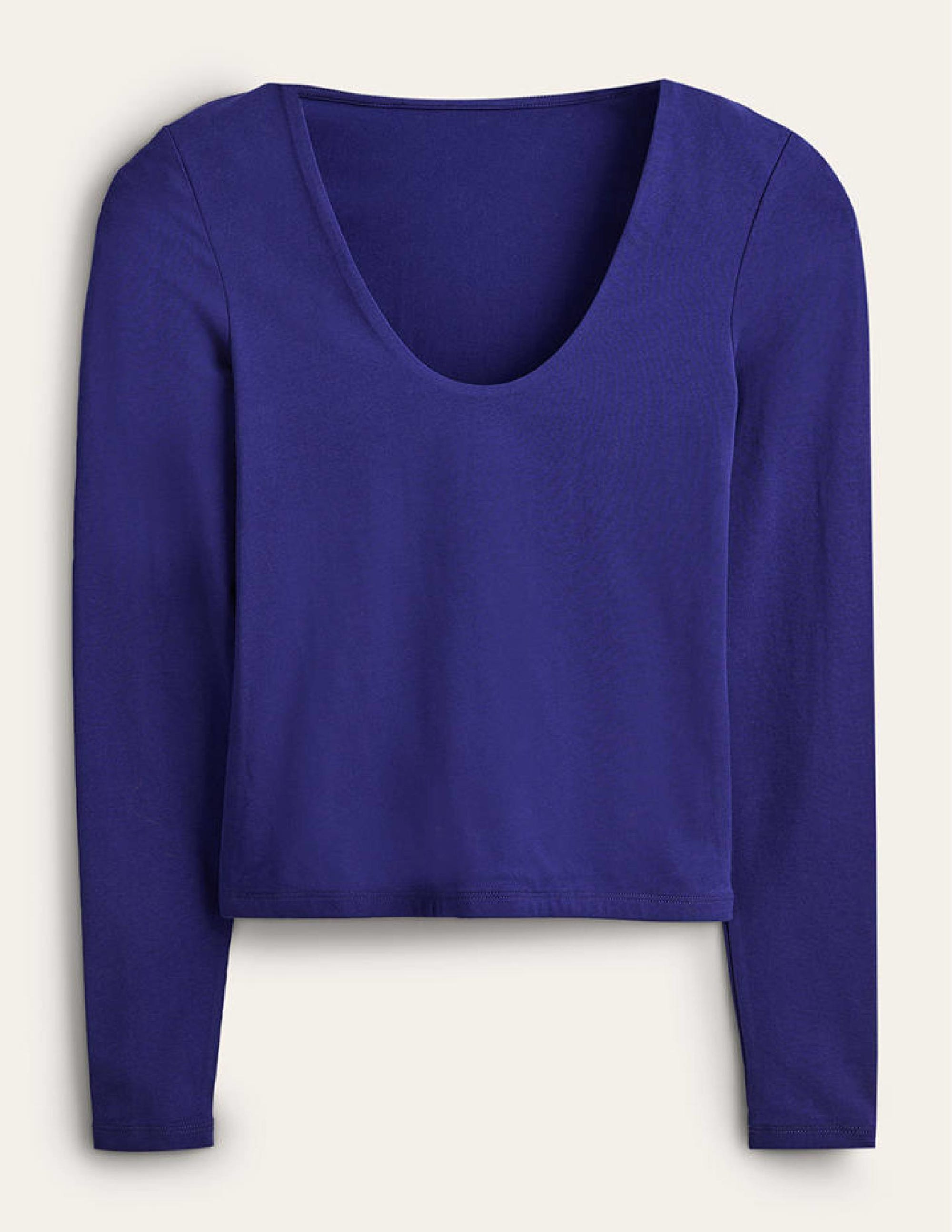 Double Layer Scoop Neck Top-Prussian Blue - Image 5