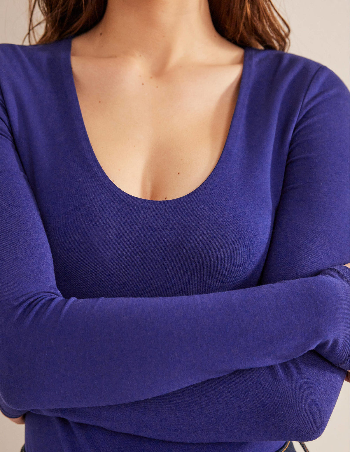 Double Layer Scoop Neck Top-Prussian Blue-2