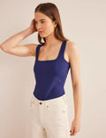 Double Layer Square Neck Tank-Prussian Blue