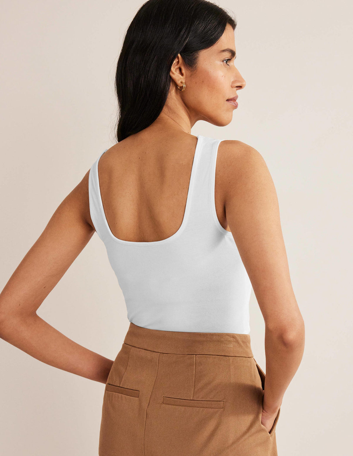 Double Layer Square Neck Tank-White - Image 3