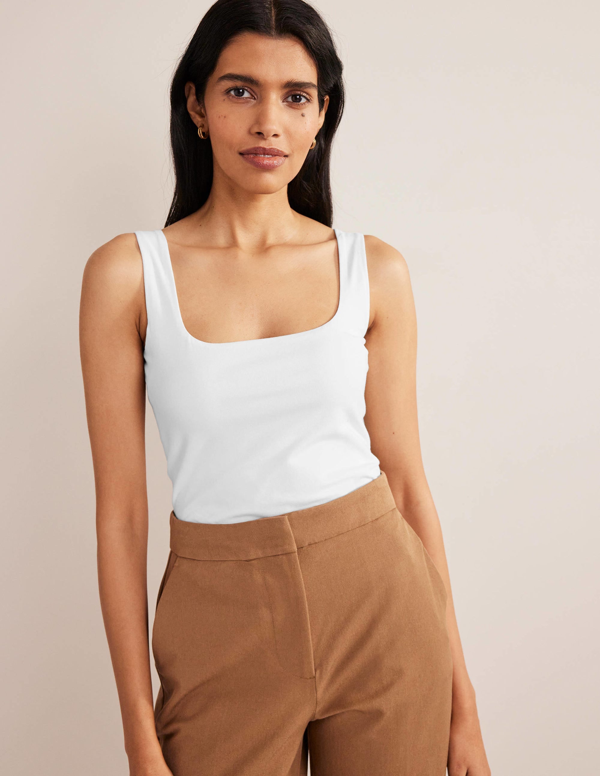 Double Layer Square Neck Tank-White - Image 4