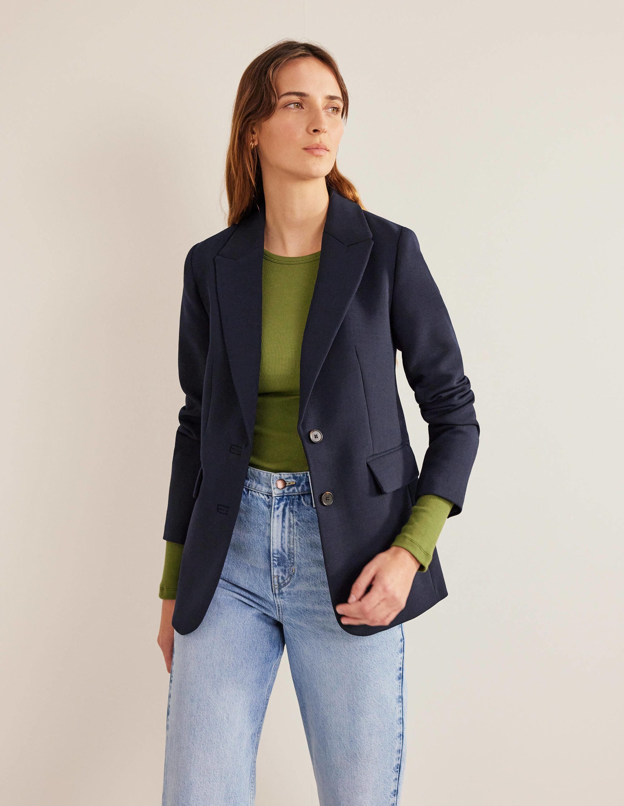 Cotton Ribbed Long Sleeve Top-Washed Khaki - Image 5